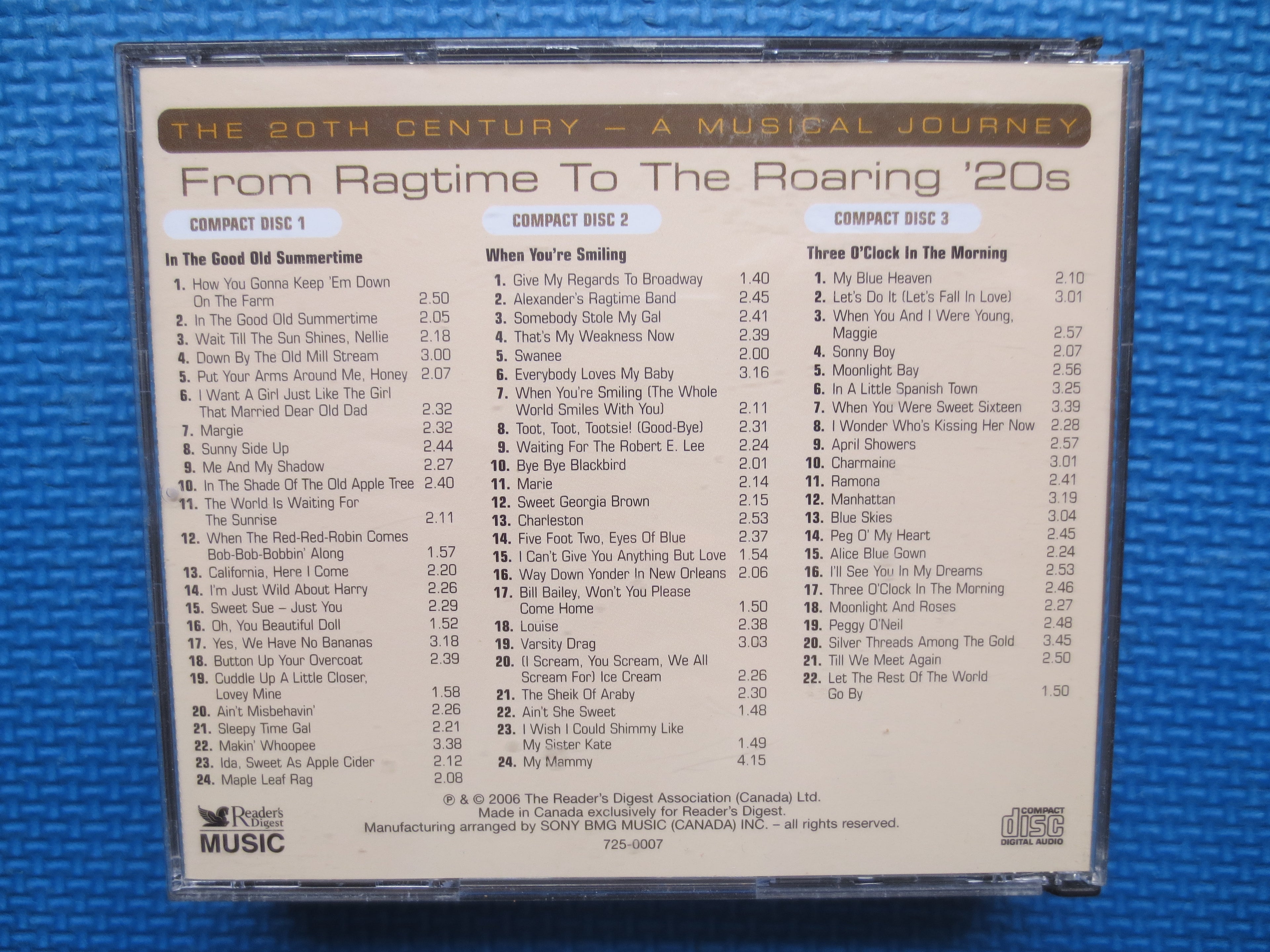 ROARING 20s Music, READERS DIGEST, Double Disc, 2006 Compact Disc, Vintage Cd