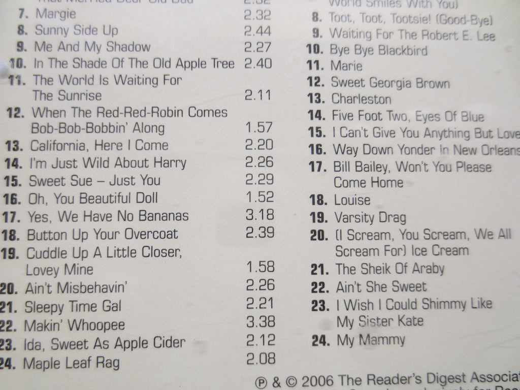 ROARING 20s Music, READERS DIGEST, Double Disc, 2006 Compact Disc, Vintage Cd