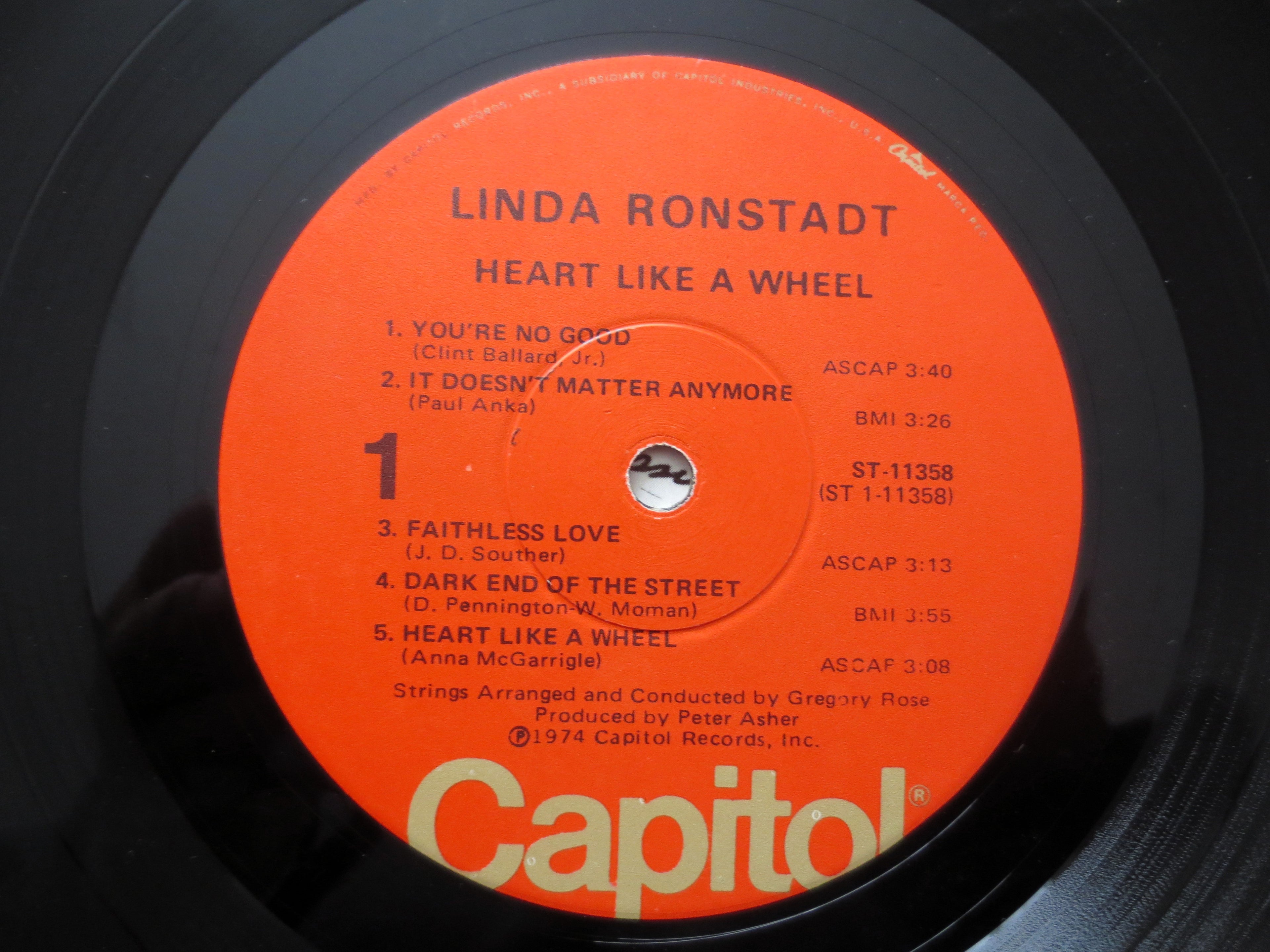 LINDA RONSTADT, HEART Like a Wheel, Vintage Album, 1974 Record, Vinyl Lp