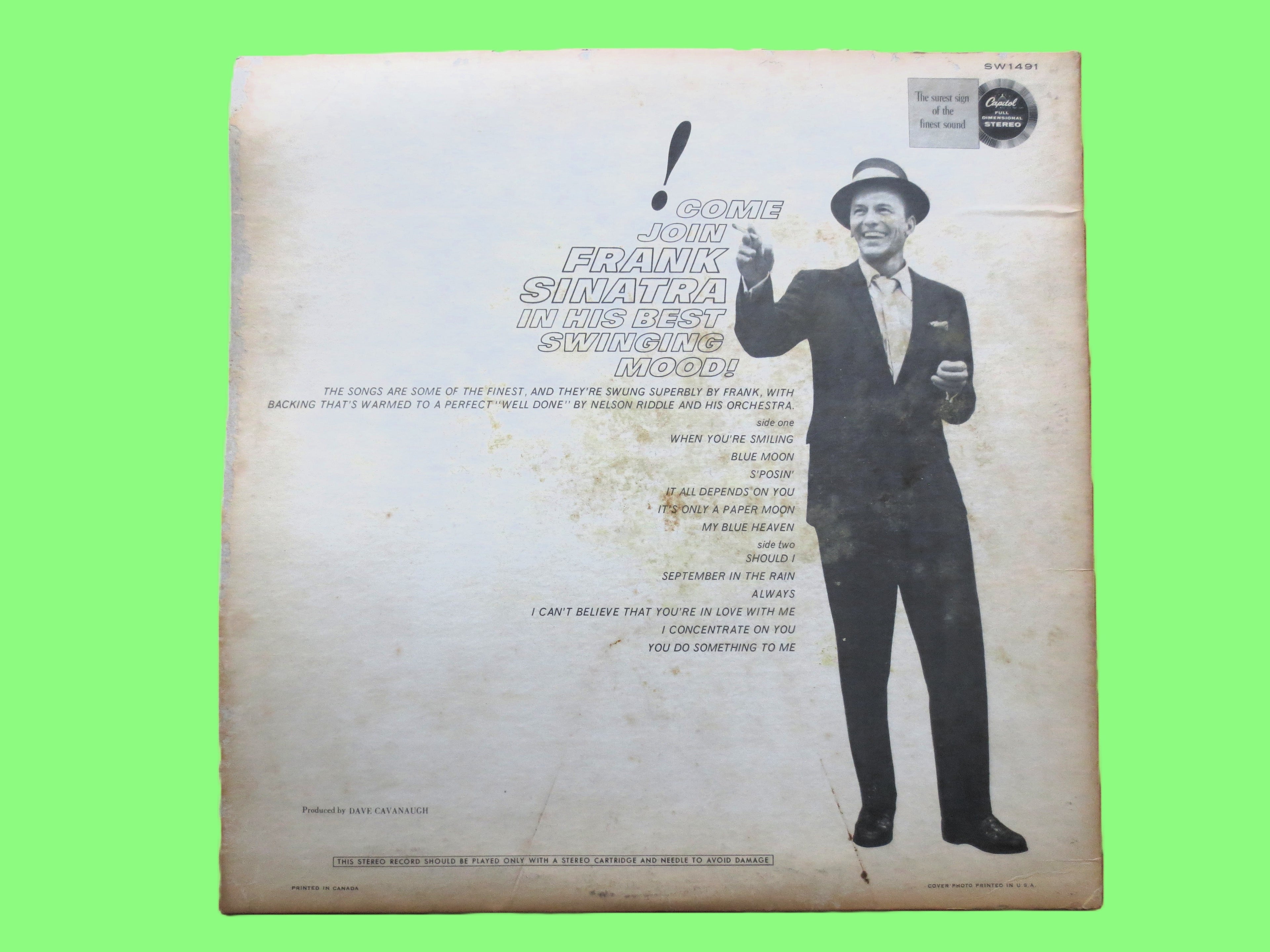 FRANK SINATRA, SWINGIN' Session, Big Band, Vintage Album, 1961 Record, Vinyl Lp