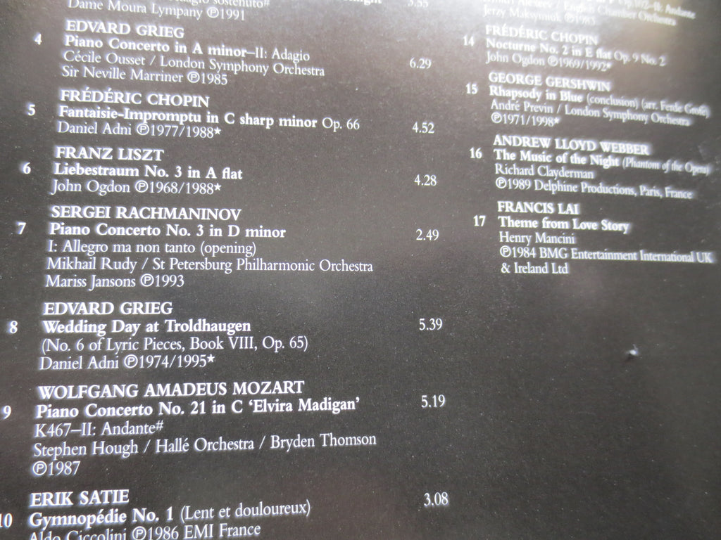 ROMANTIC PIANO, CLASSICAL Music Cd, Classical Piano Cd, Tchaikovsky Cd, Rachmaninov Cd, Chopin Cd, Mozart Cd, 2002 Compact Disc
