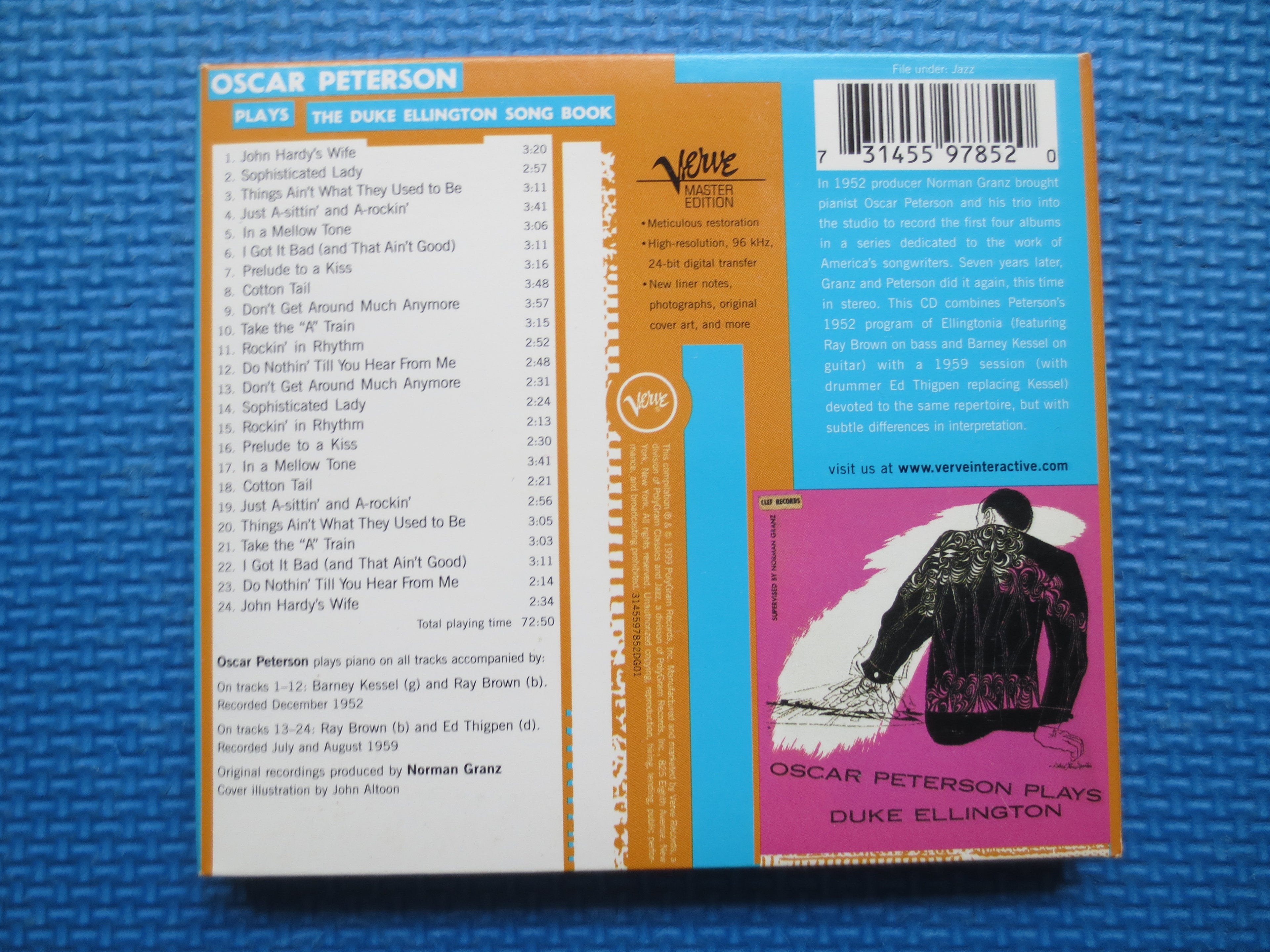 OSCAR PETERSON, Plays The Duke Ellington Songbook, Jazz Music, 1999 Compact Disc, Vintage Cd