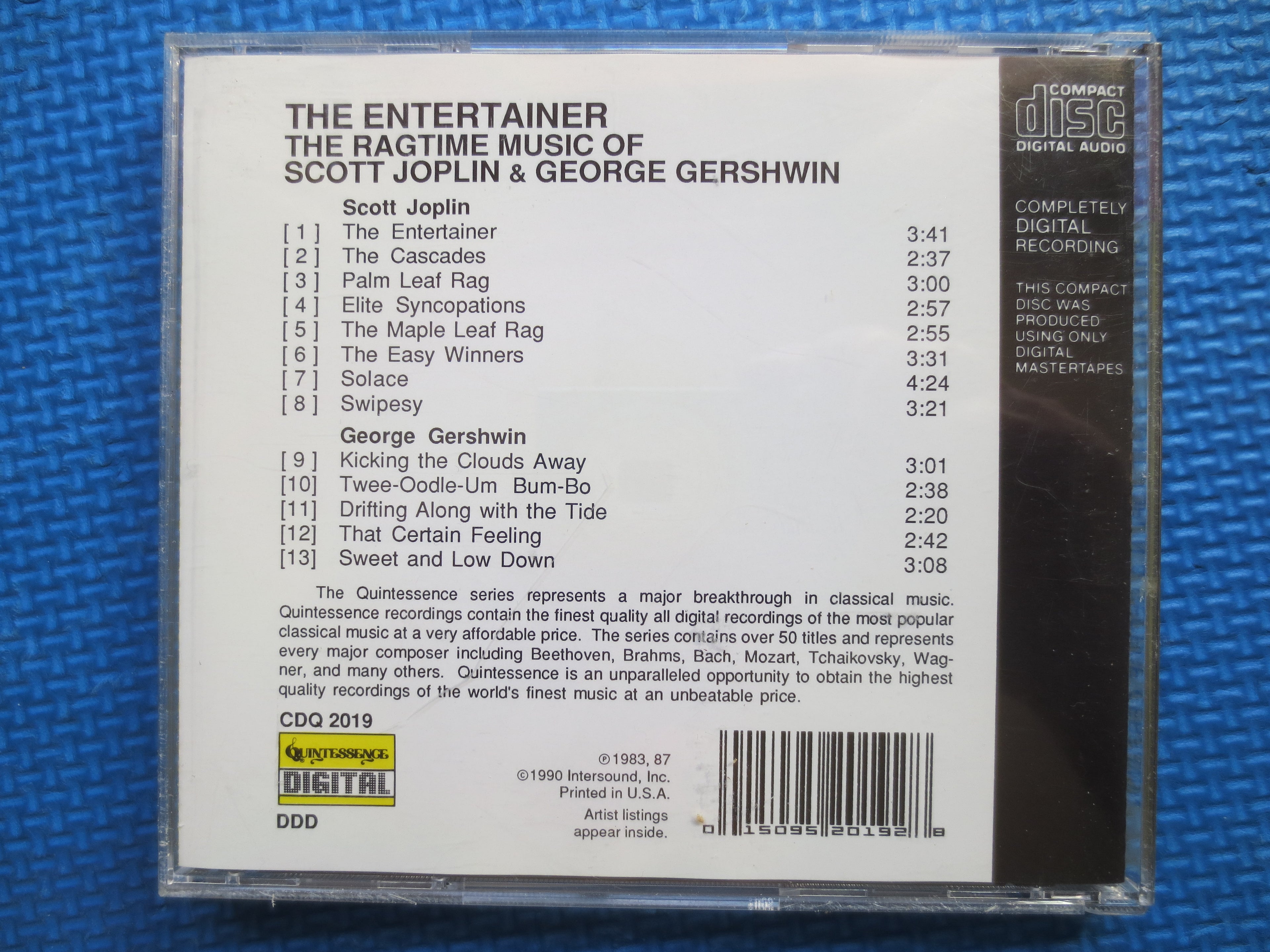 Scott JOPLIN and George GERSHWIN, Piano RAGS, 1990 Compact Disc, Vintage Cd