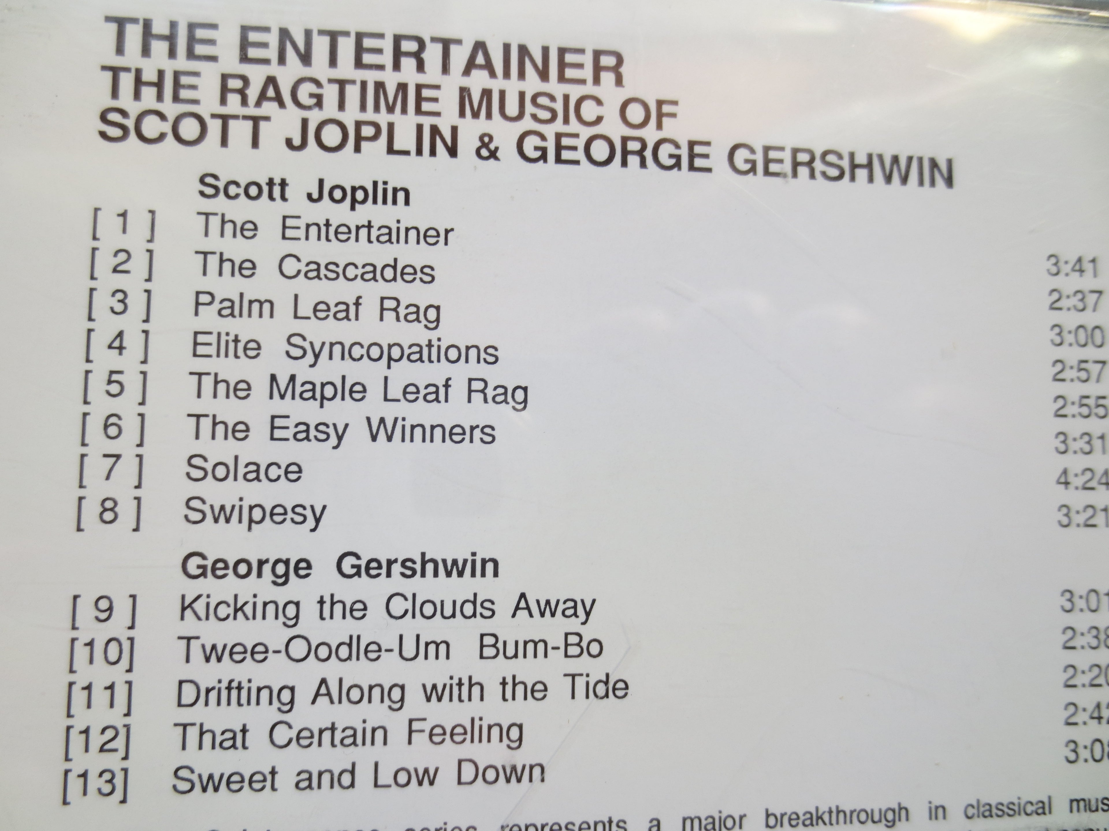 Scott JOPLIN and George GERSHWIN, Piano RAGS, 1990 Compact Disc, Vintage Cd