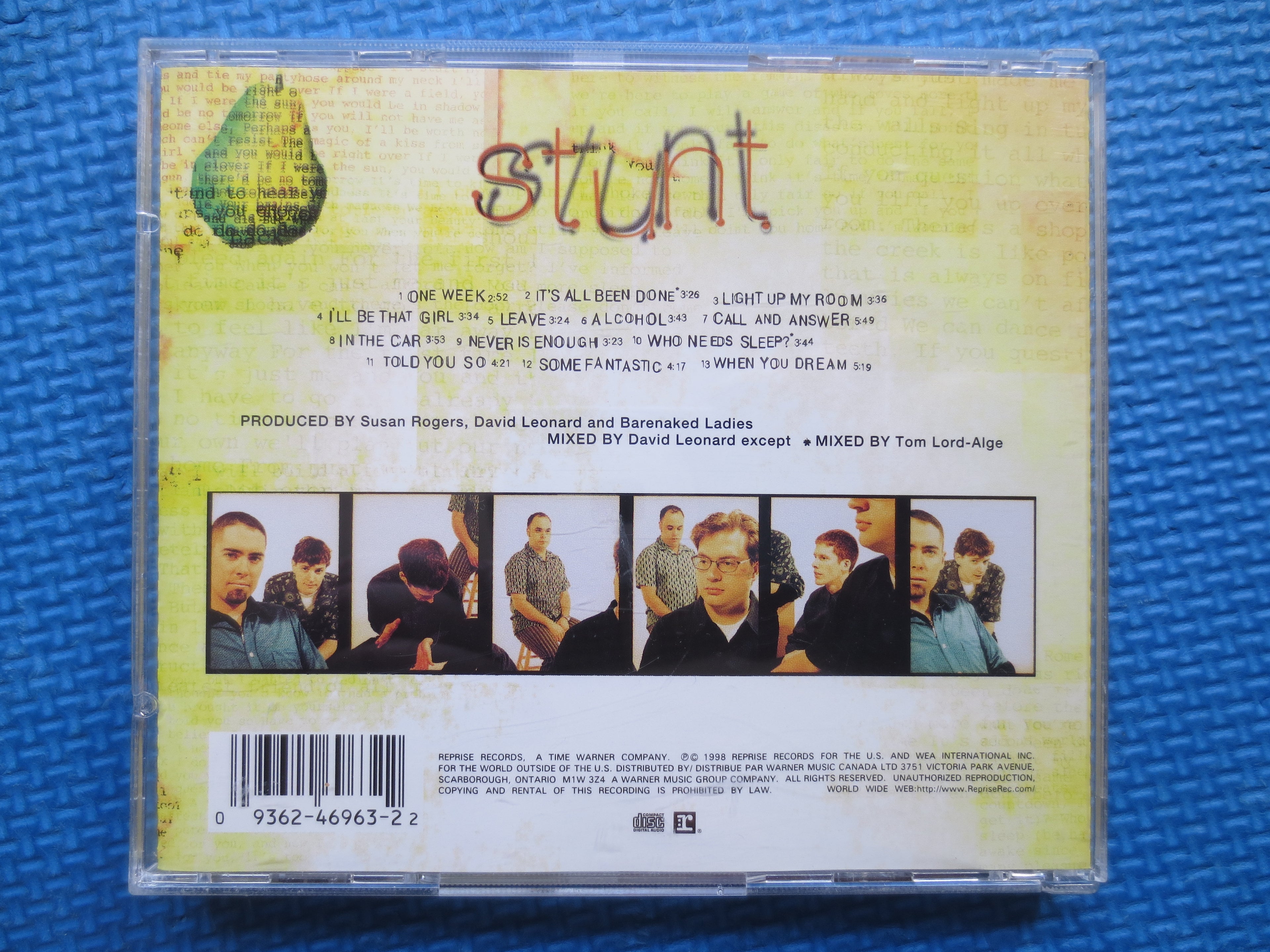 BARENAKED LADIES, STUNT, Rock Music, 1998 Compact Disc, Vintage Cd