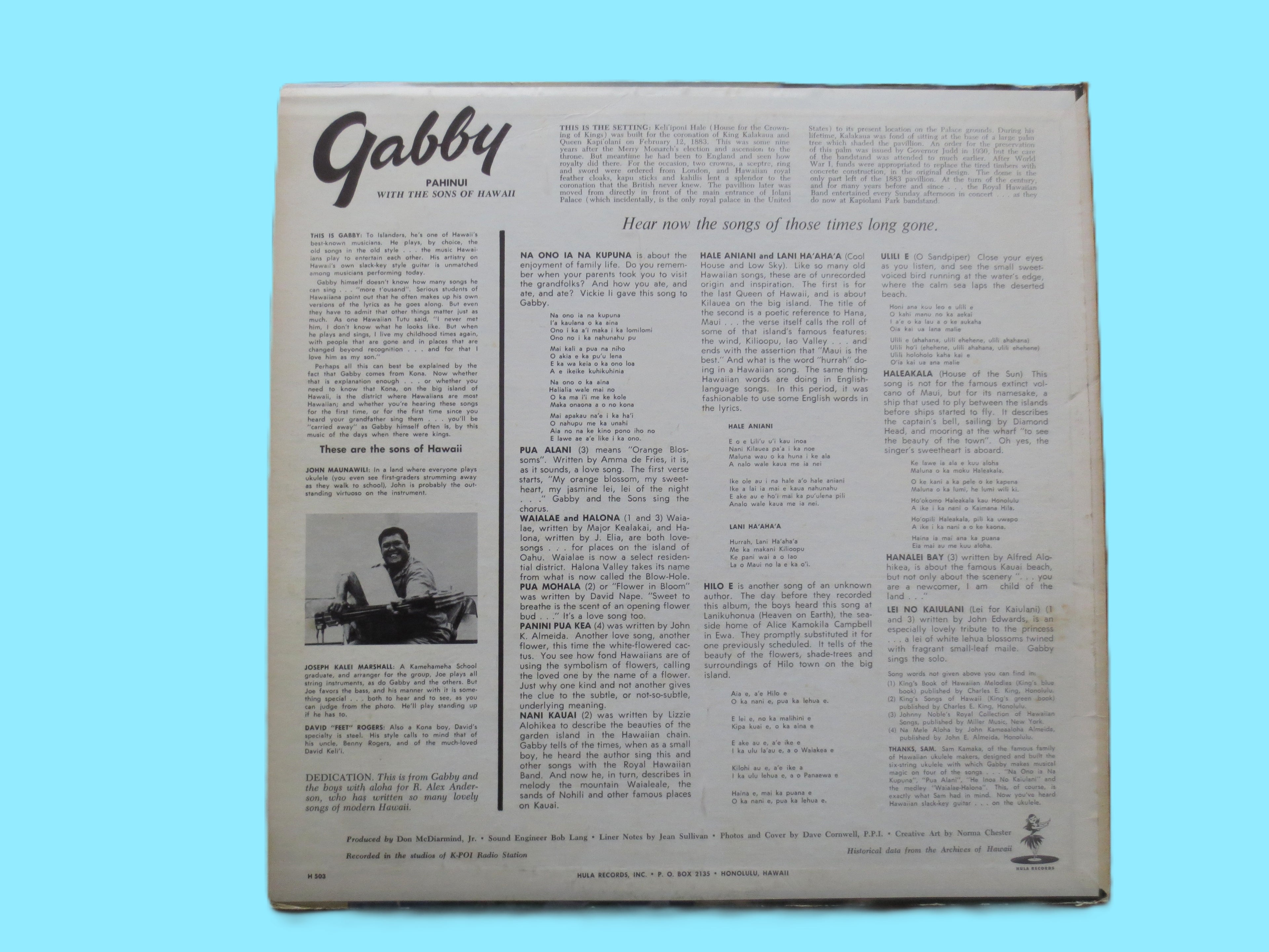 GABBY PAHINUI, Sons of HAWAII, Vintage Hawaiian Album, 1960 Record, Vinyl Lp