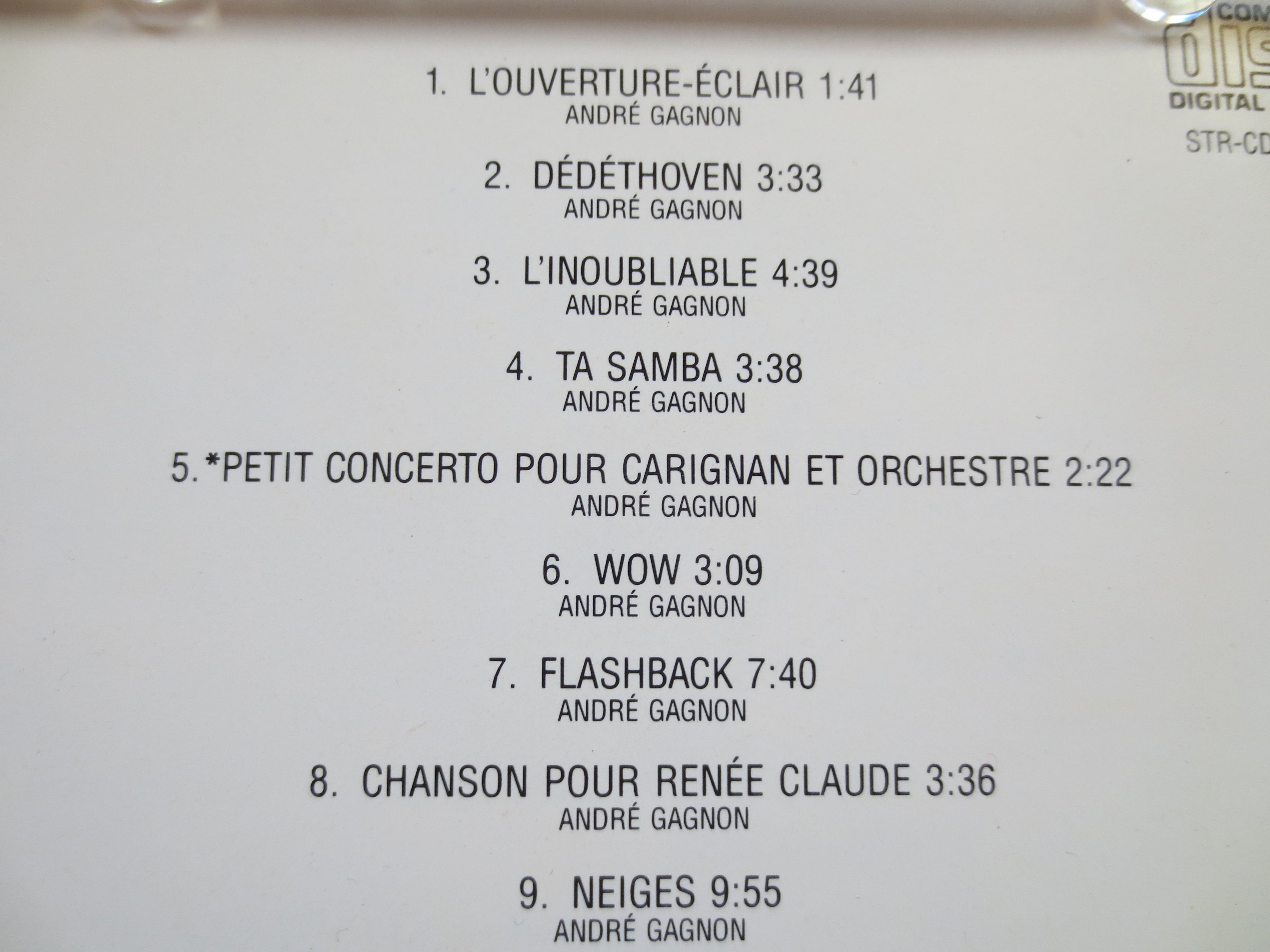 ANDRE GAGNON, Neiges, 1988 Compact Disc, Vinyl Lp