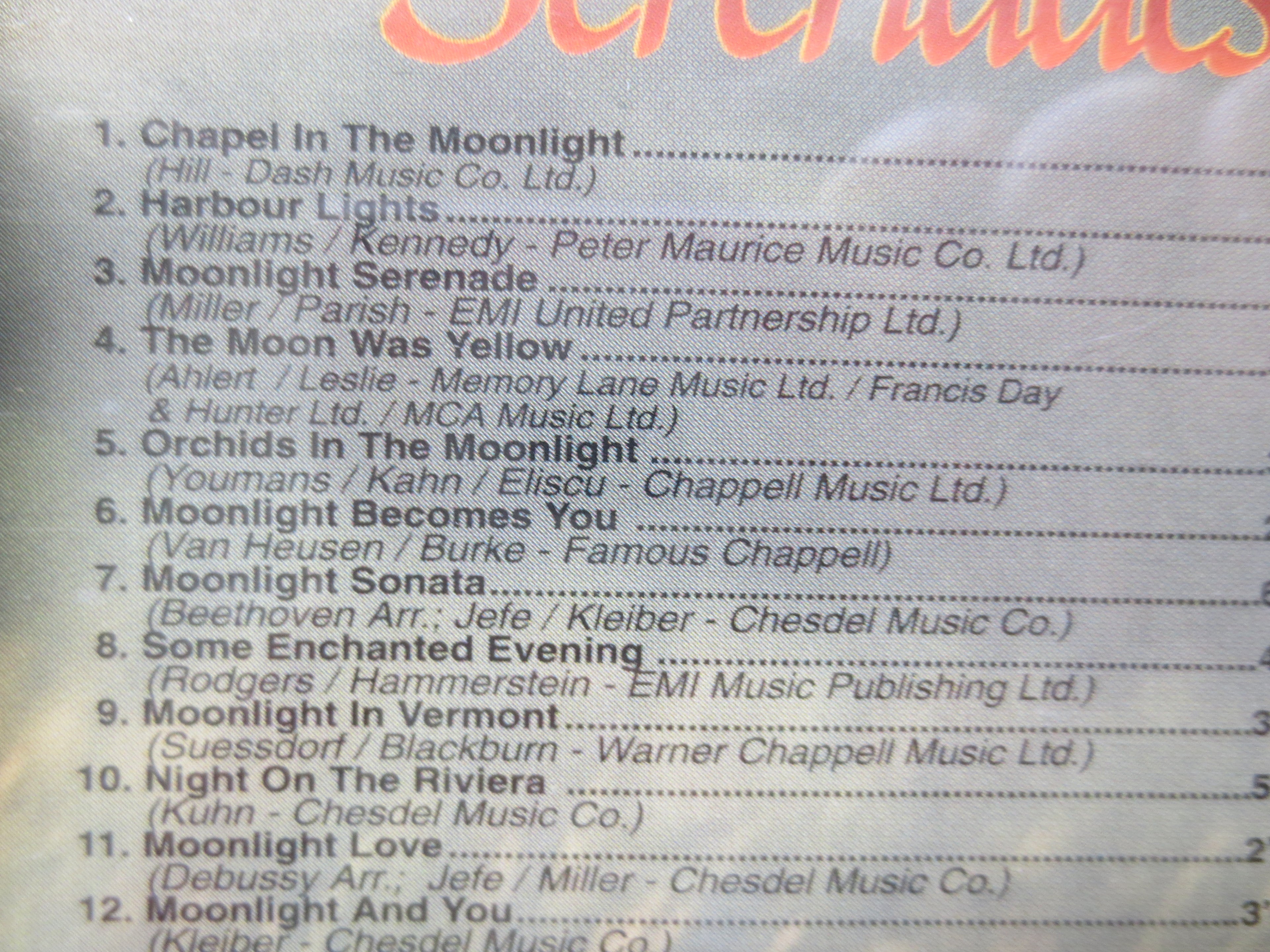 MOONLIGHT SERENADES, ROMANTIC Music Cd, Slow Dancing, Romance Music Cd, Relaxing Music Cd, Dancing Music Cd, 1996 Compact Disc