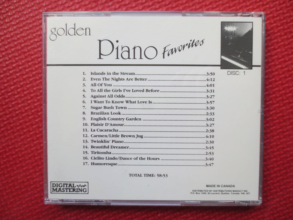 Golden PIANO Favorites: RELAXING Solo Piano MUSIC, 1995 Compact Disc, Vintage Cd