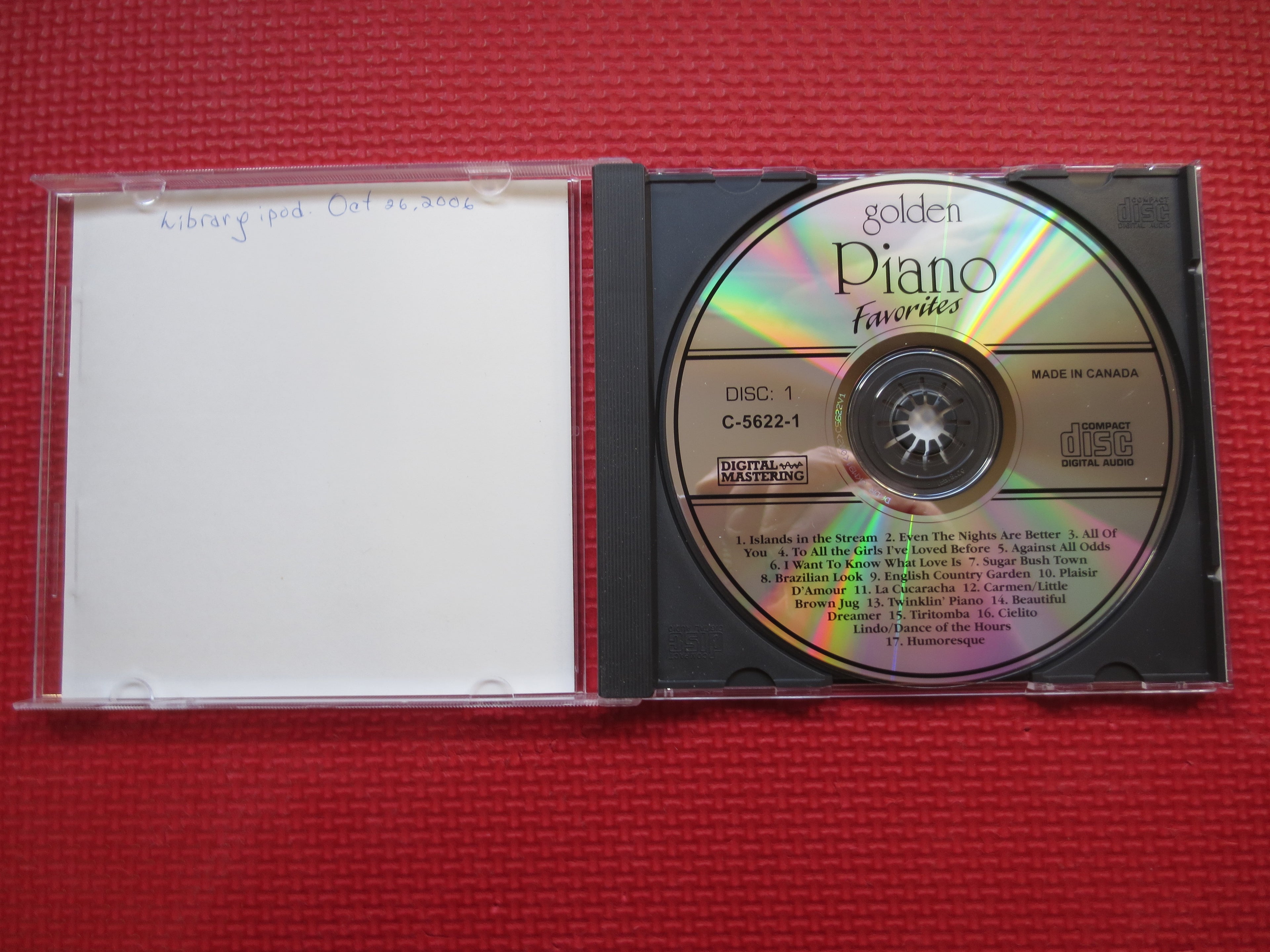 Golden PIANO Favorites: RELAXING Solo Piano MUSIC, 1995 Compact Disc, Vintage Cd
