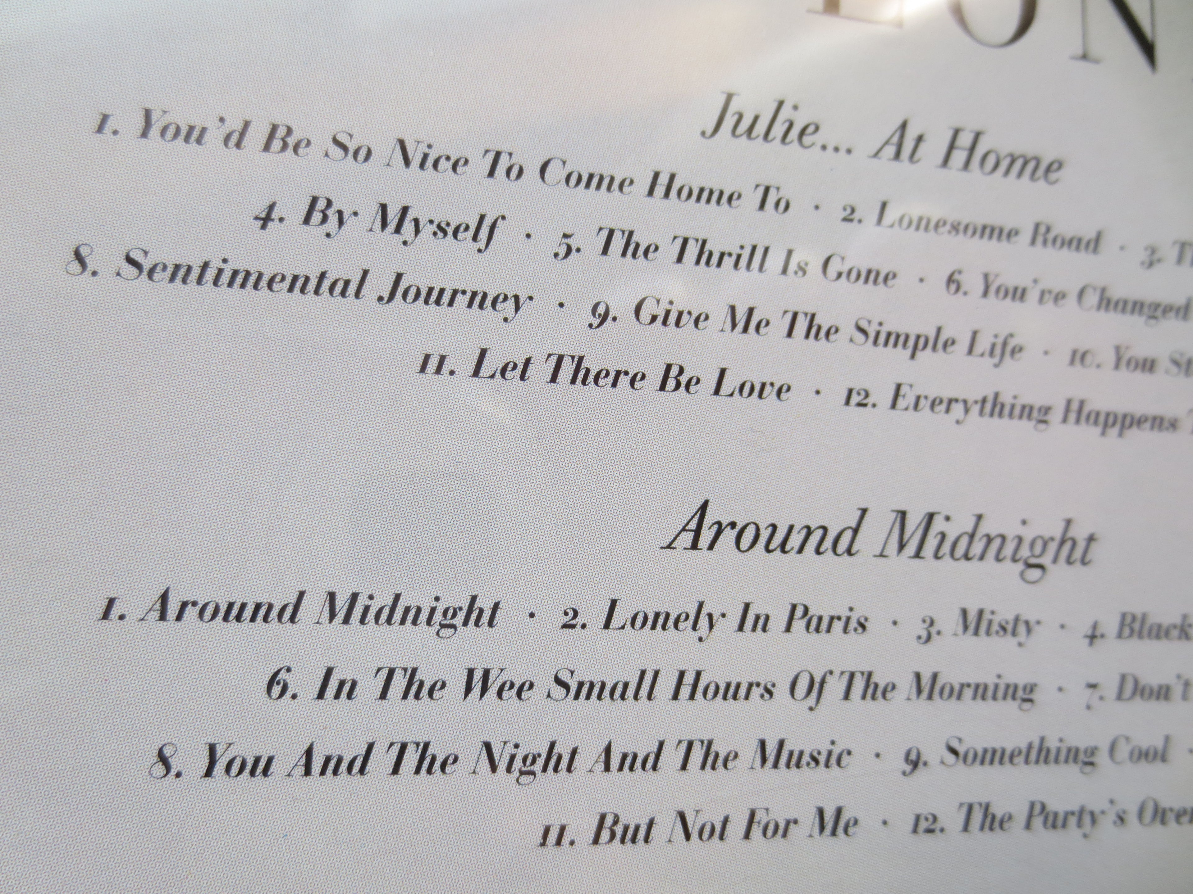 JULIE LONDON, Around Midnight, Julie...at Home, 1996 Compact Disc, Vintage Cd