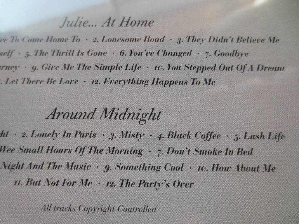 JULIE LONDON, Around Midnight, Julie...at Home, 1996 Compact Disc, Vintage Cd