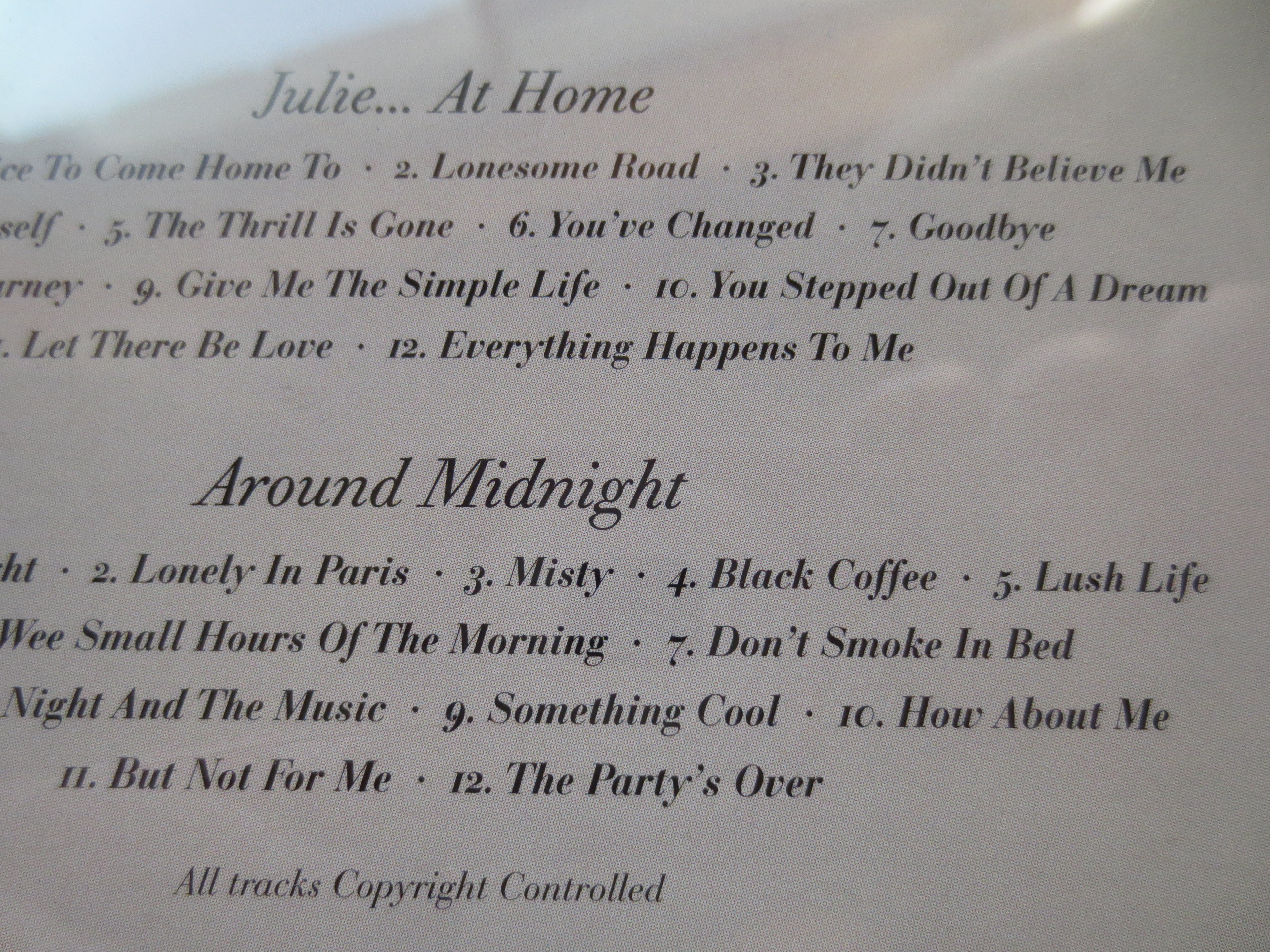 JULIE LONDON, Around Midnight, Julie...at Home, 1996 Compact Disc, Vintage Cd