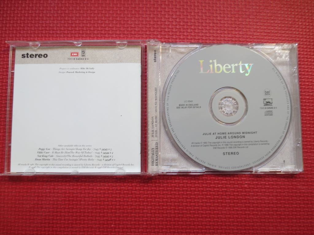 JULIE LONDON, Around Midnight, Julie...at Home, 1996 Compact Disc, Vintage Cd