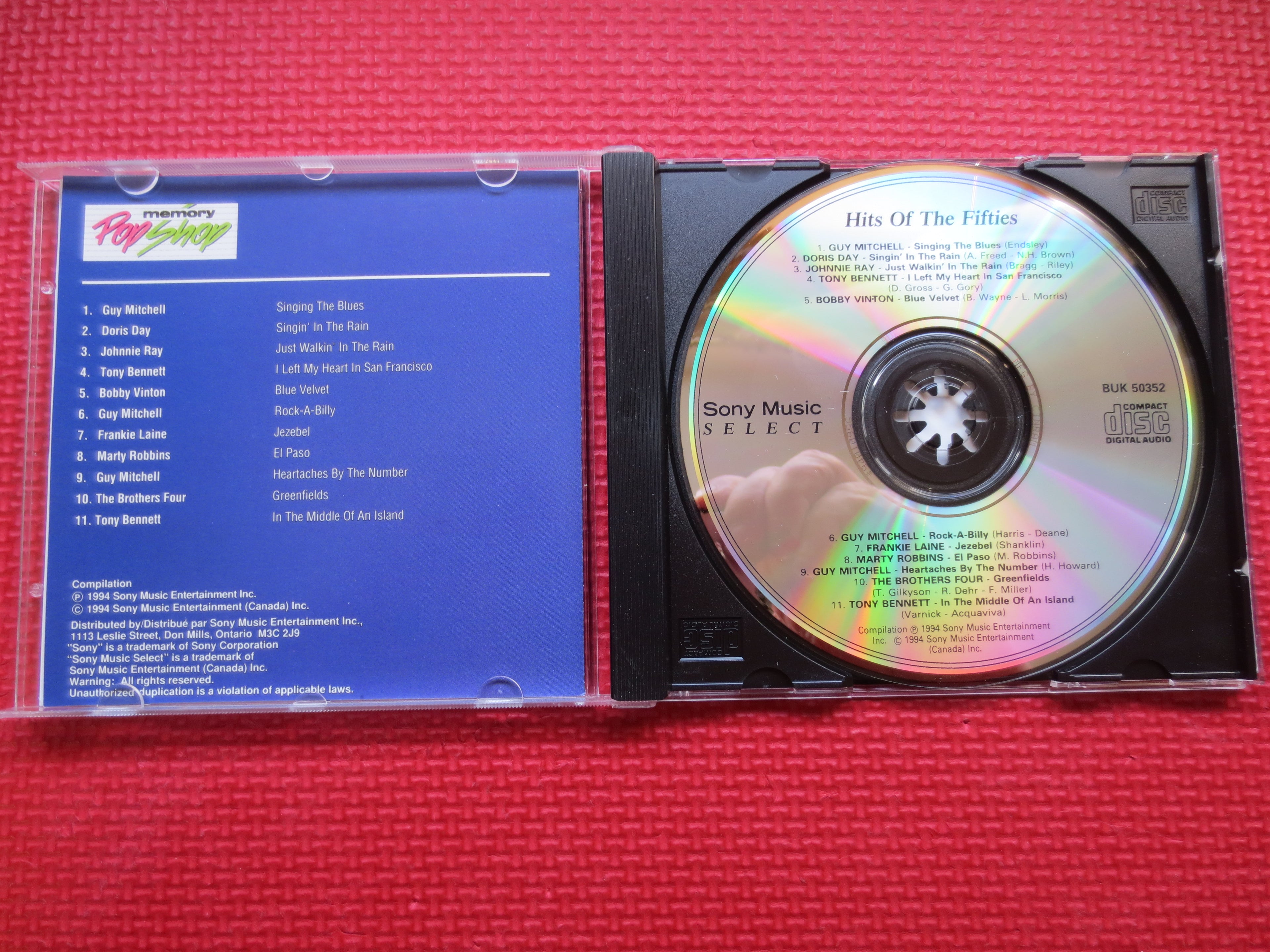 HITS of the FIFTIES, Marty Robbins, Doris Day, 1994 Compact Disc, Vintage Cd