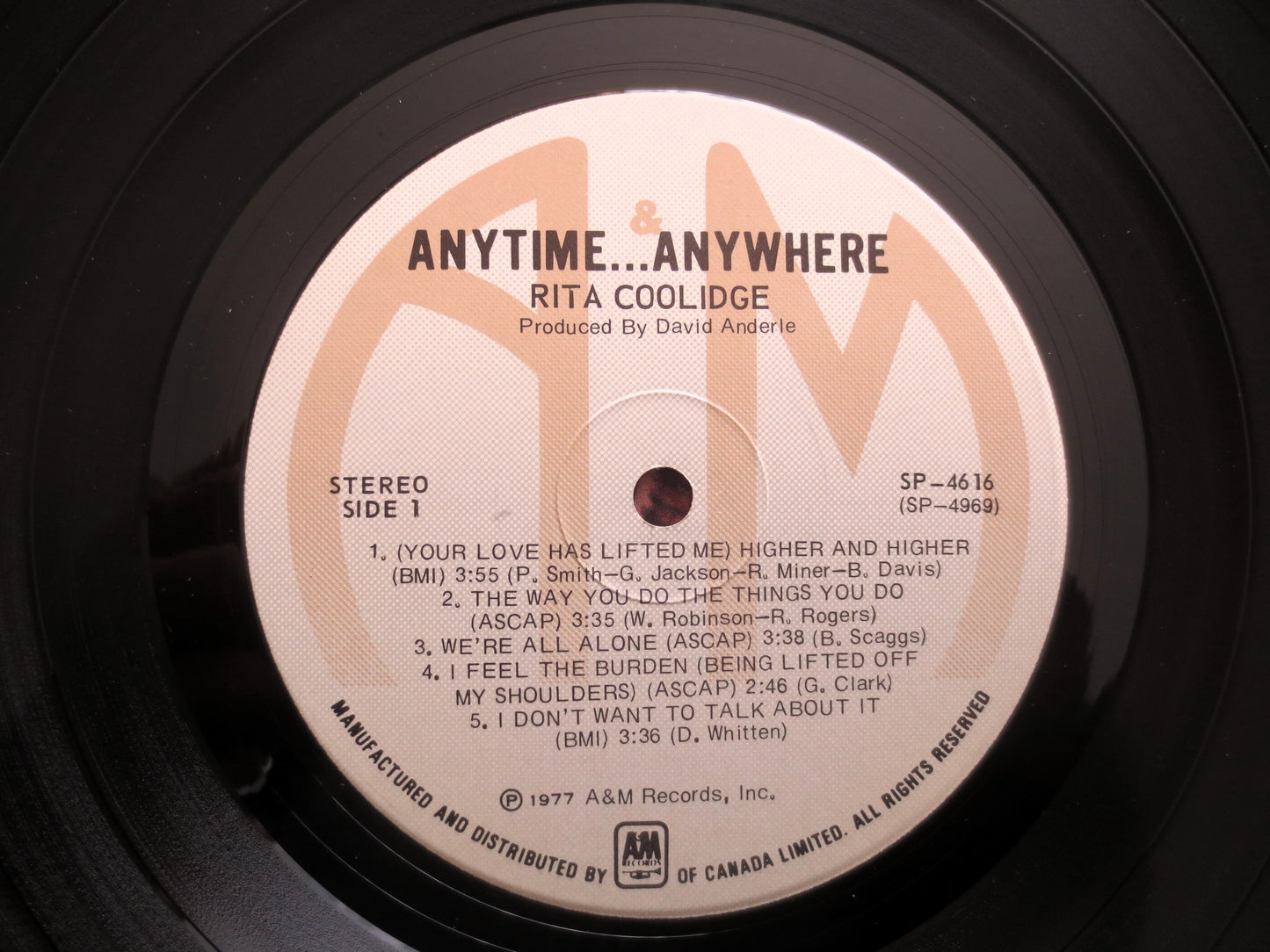 RITA COOLIDGE, ANYTIME Anywhere, Country Album, 1977 Record, Vinyl Lp