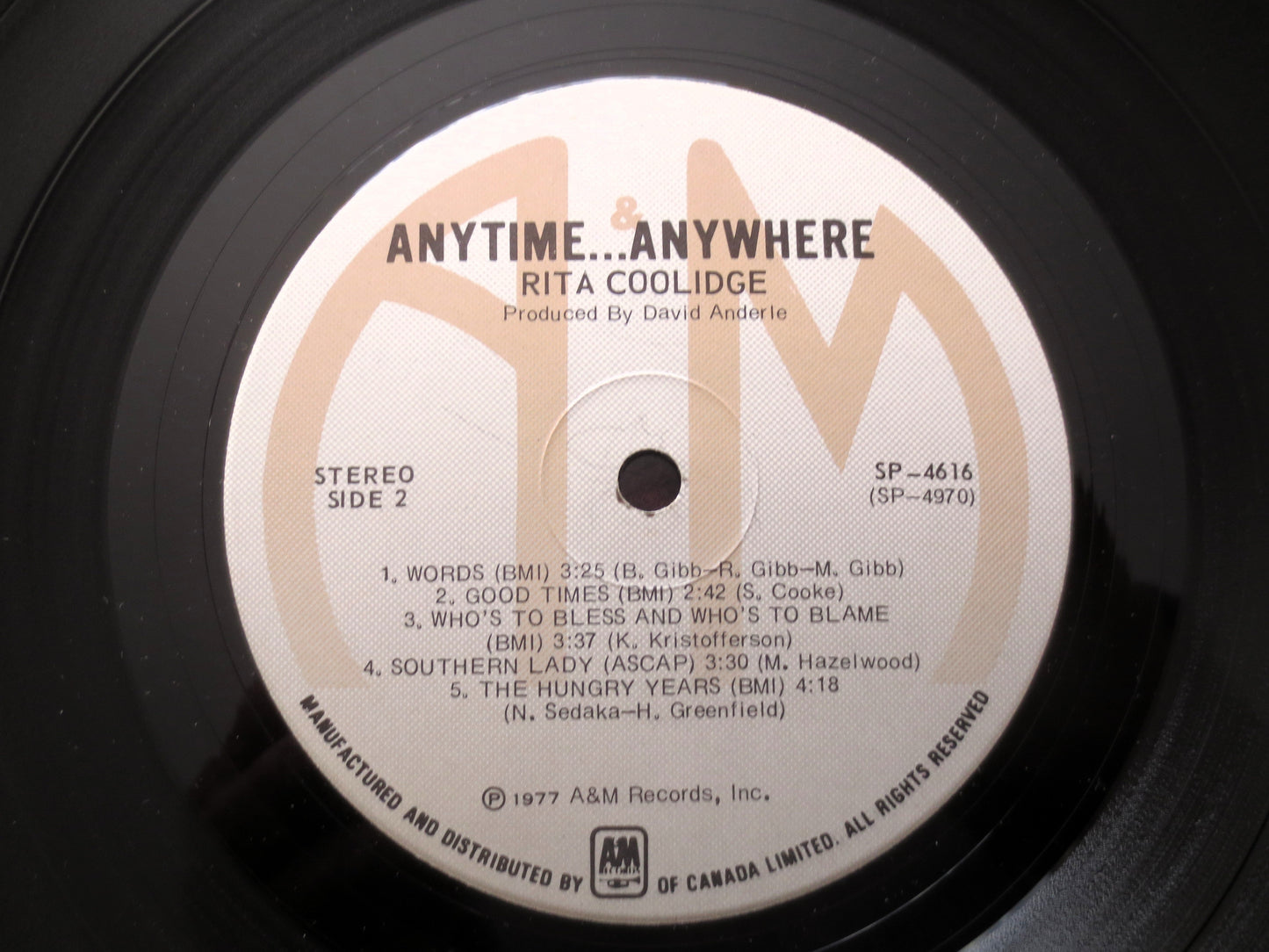 RITA COOLIDGE, ANYTIME Anywhere, Country Album, 1977 Record, Vinyl Lp
