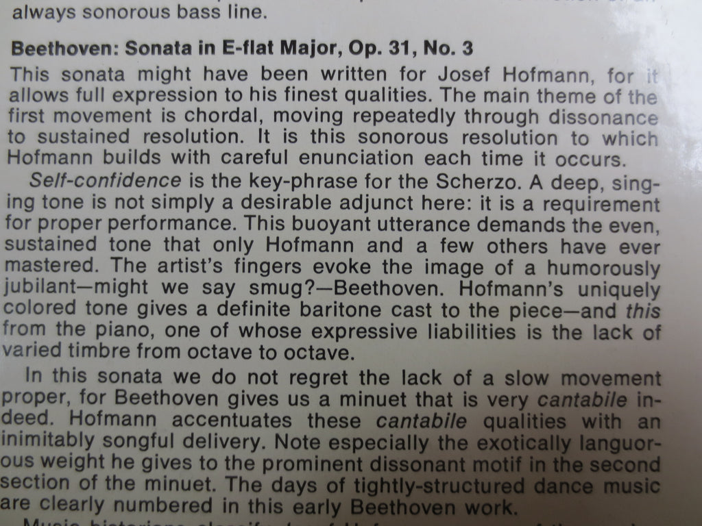 JOSEF HOFMANN, Plays Again - In STEREO, Keyboard Immortal, Classical Record, Classical Album, Classical Music Lp, Beethoven Record, Vinyl Lp