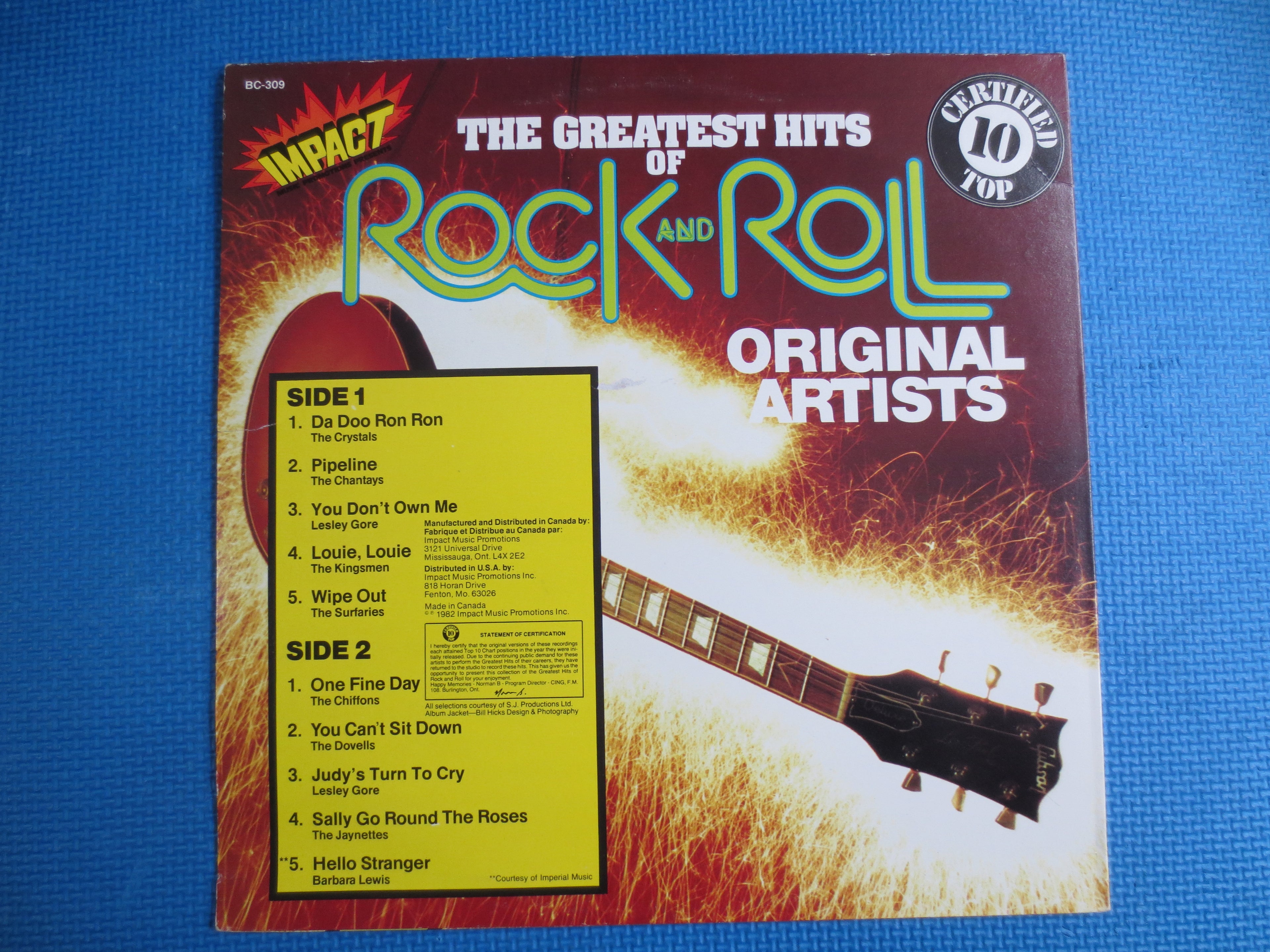 Vintage ROCK and ROLL Greatest Hits LP - Impact Records , 1982, Volume 8