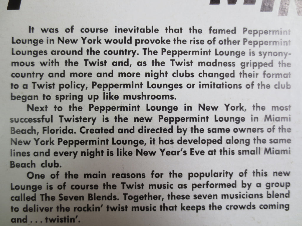 The 7 Blends – Twistin' at the Miami Beach Peppermint Lounge (1962) Vinyl LP