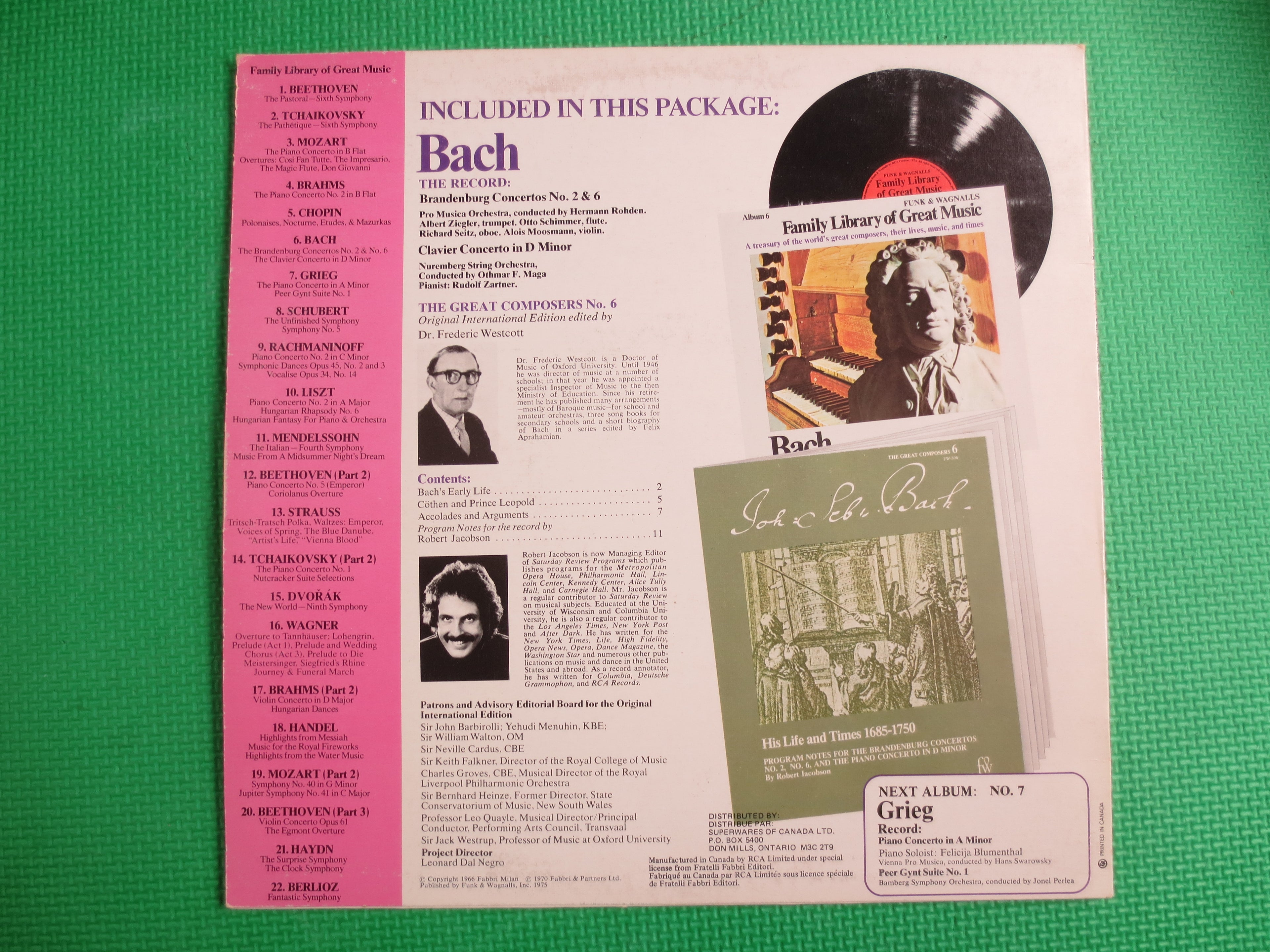 BACH, Funk and Wagnalls, BACH Record, BACH Album, Classical Music Record, Classical Lp, Clavier Concerto, Vintage Records, 1975 Record