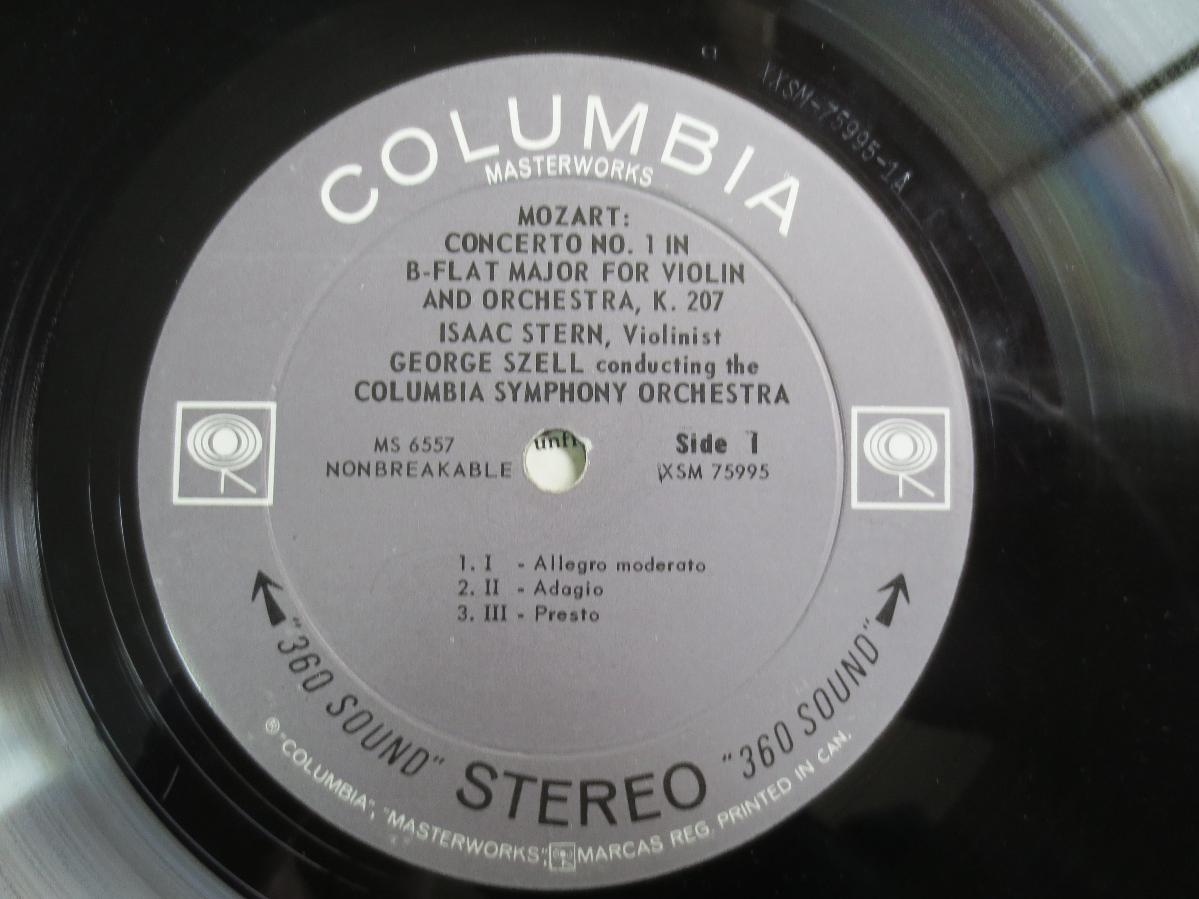 MOZART, Wolfgang Amadeus Mozart, Isaac Stern, George Szell, Columbia Symphony Orchestra, MOZART Record, MOZART Album, Classical, 1964 Record