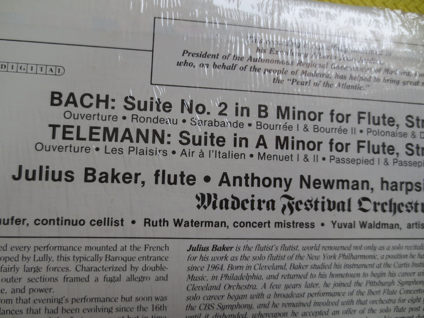 BACH and TELEMANN, CLASSICAL Music Album, Julius Baker Record, Classical Albums, Anthony Newman Lp, Classical, Vintage Records, 1982 Records