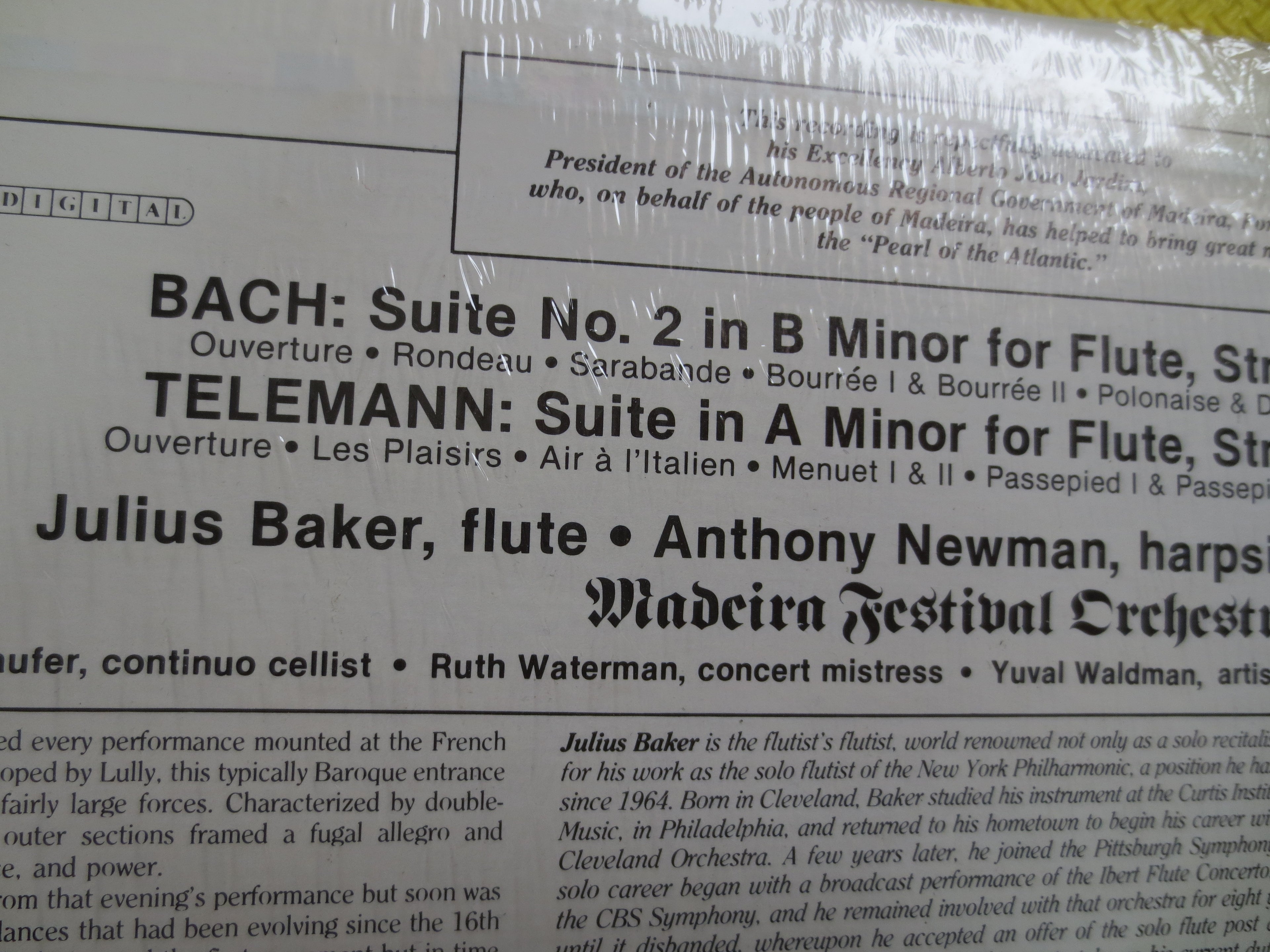 BACH and TELEMANN, CLASSICAL Music Album, Julius Baker Record, Classical Albums, Anthony Newman Lp, Classical, Vintage Records, 1982 Records