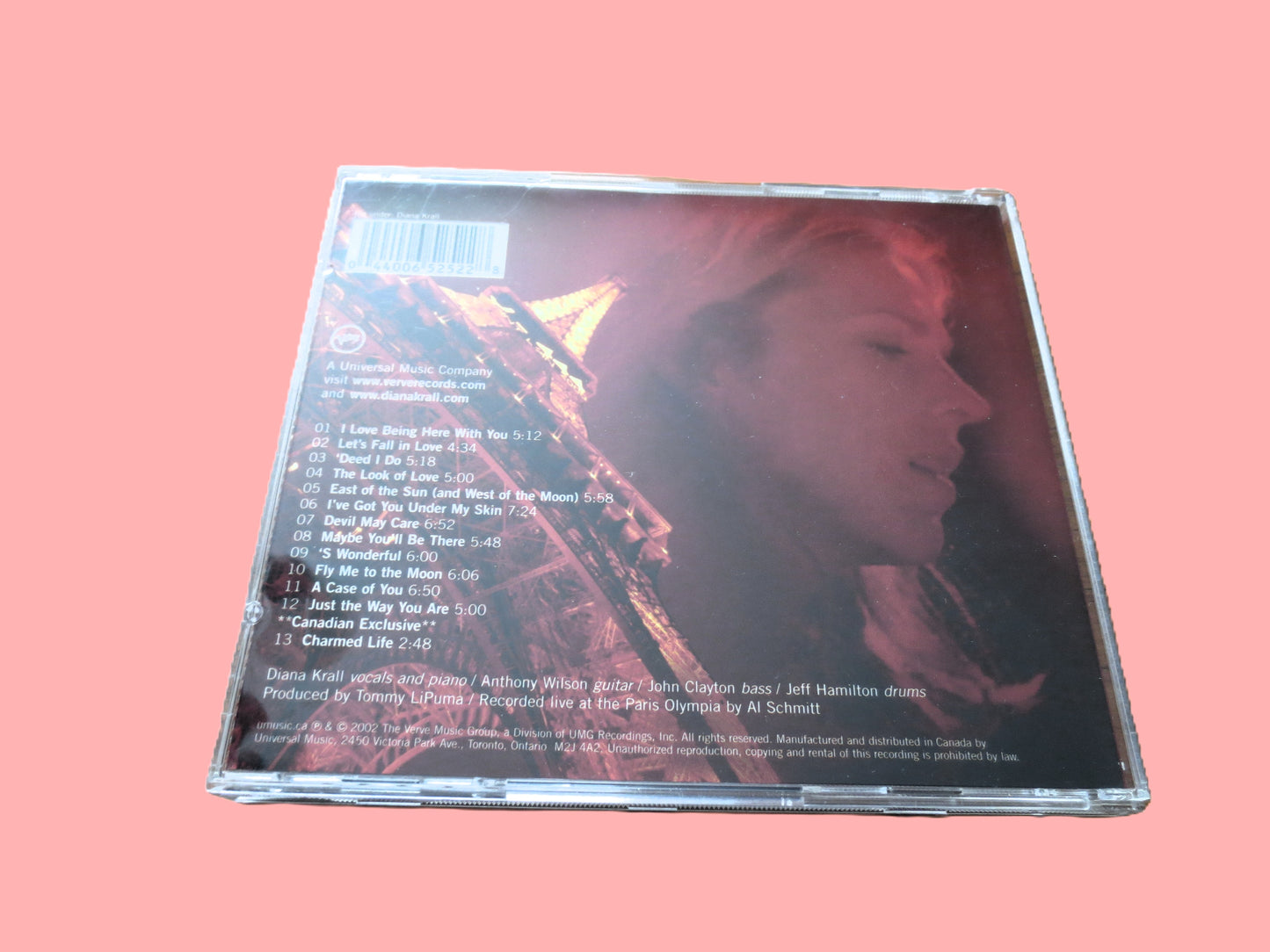 DIANA KRALL, LIVE in Paris, Jazz Album, 2002 Compact Disc, Vintage Cd