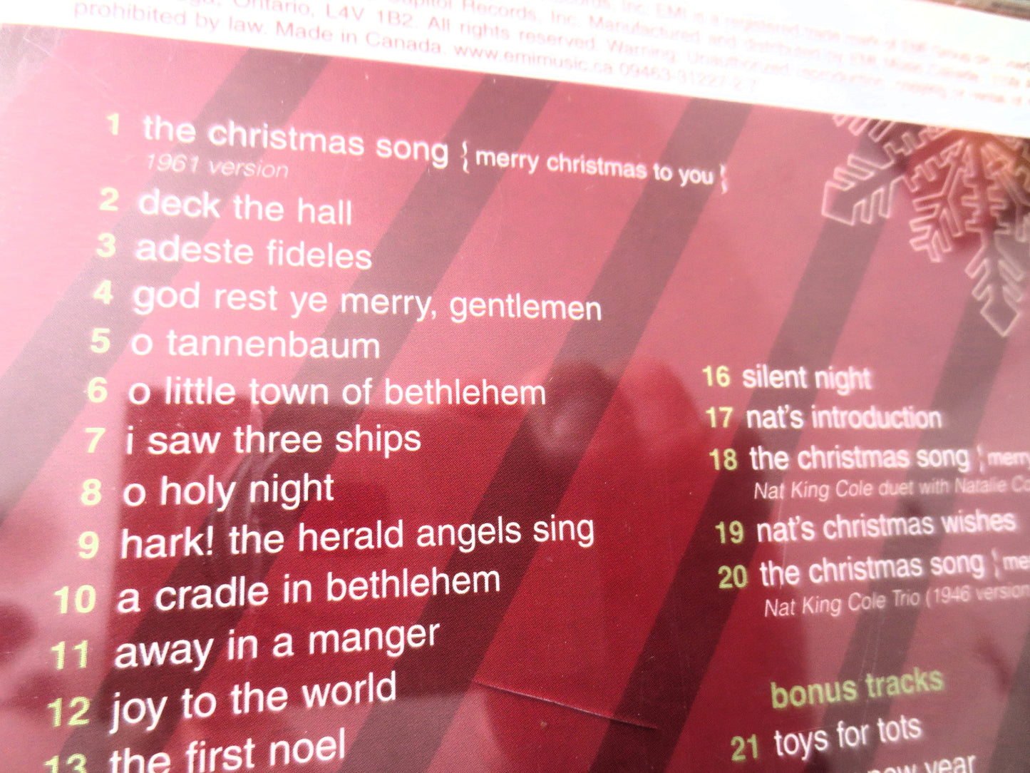 NAT KING Cole, The CHRISTMAS Song, 2005 Compact Disc, Vintage Cd