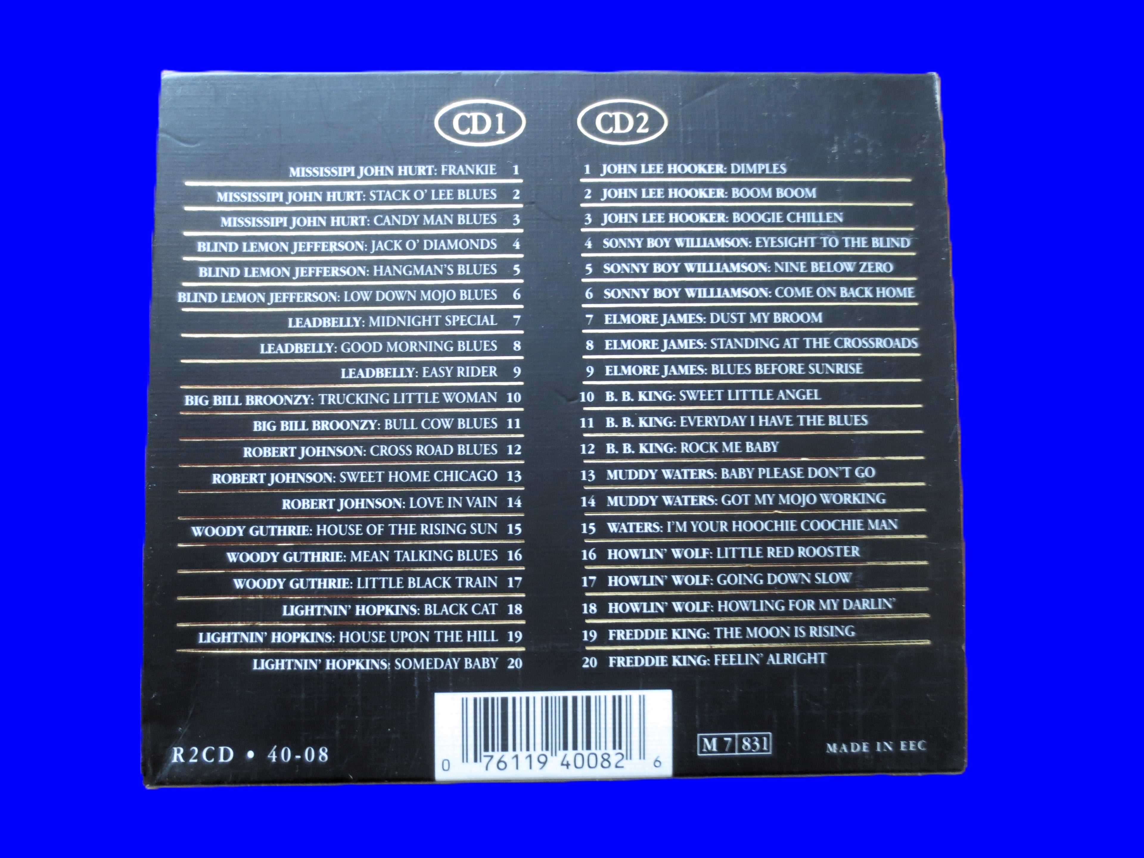 The BLUES, GOLD COLLECTION, Double Cd, 40 Classic Performances, 1994 Compact Disc,