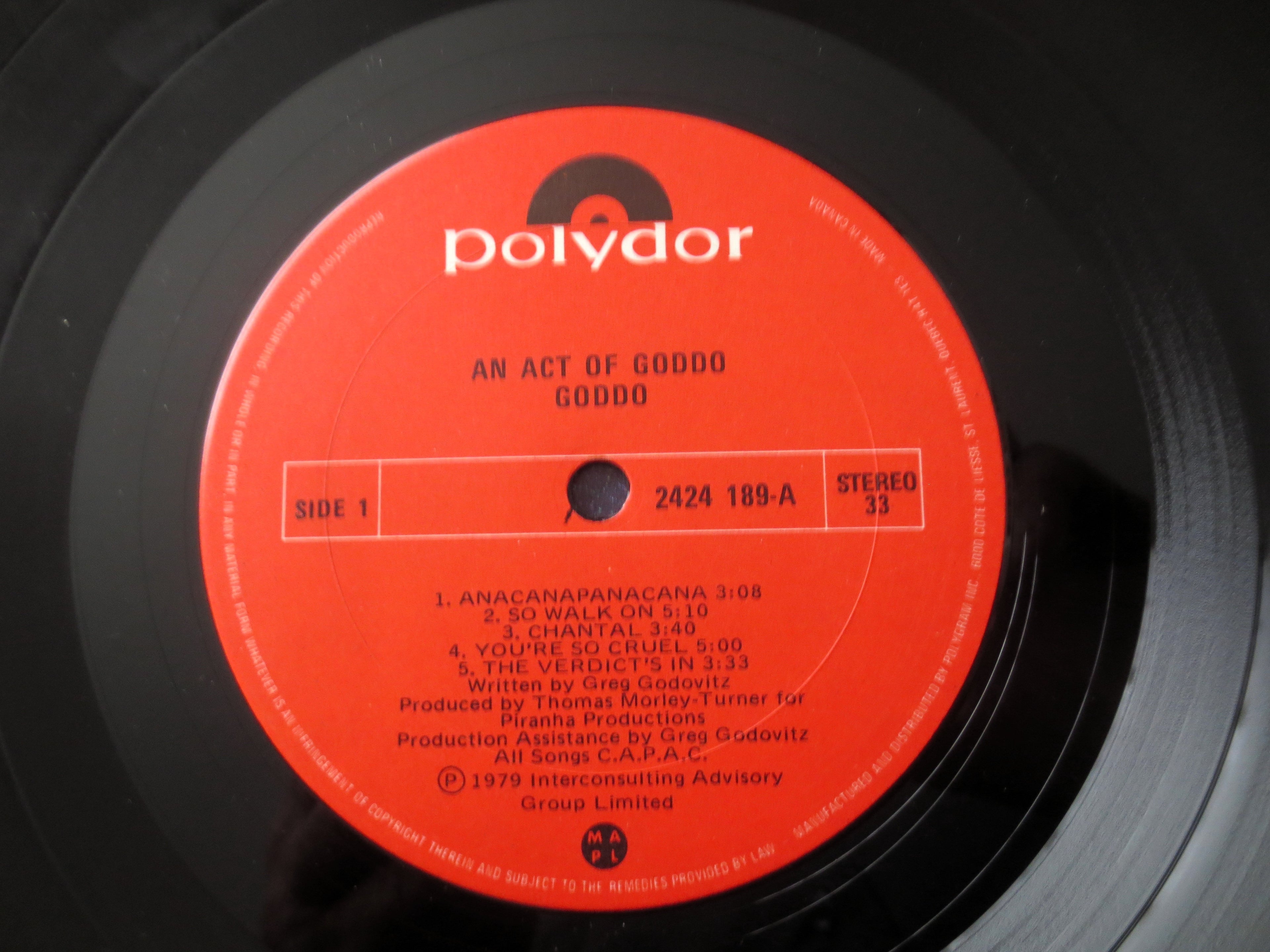 Goddo – An Act of Goddo, 1979 Vinyl LP