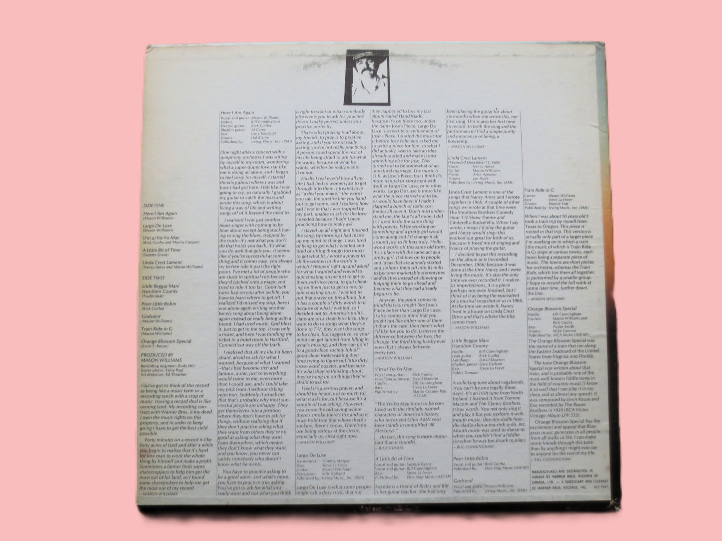 MASON WILLIAMS, SHAREPICKERS, Country Album, 1970 Record, Vintage Vinyl Lp