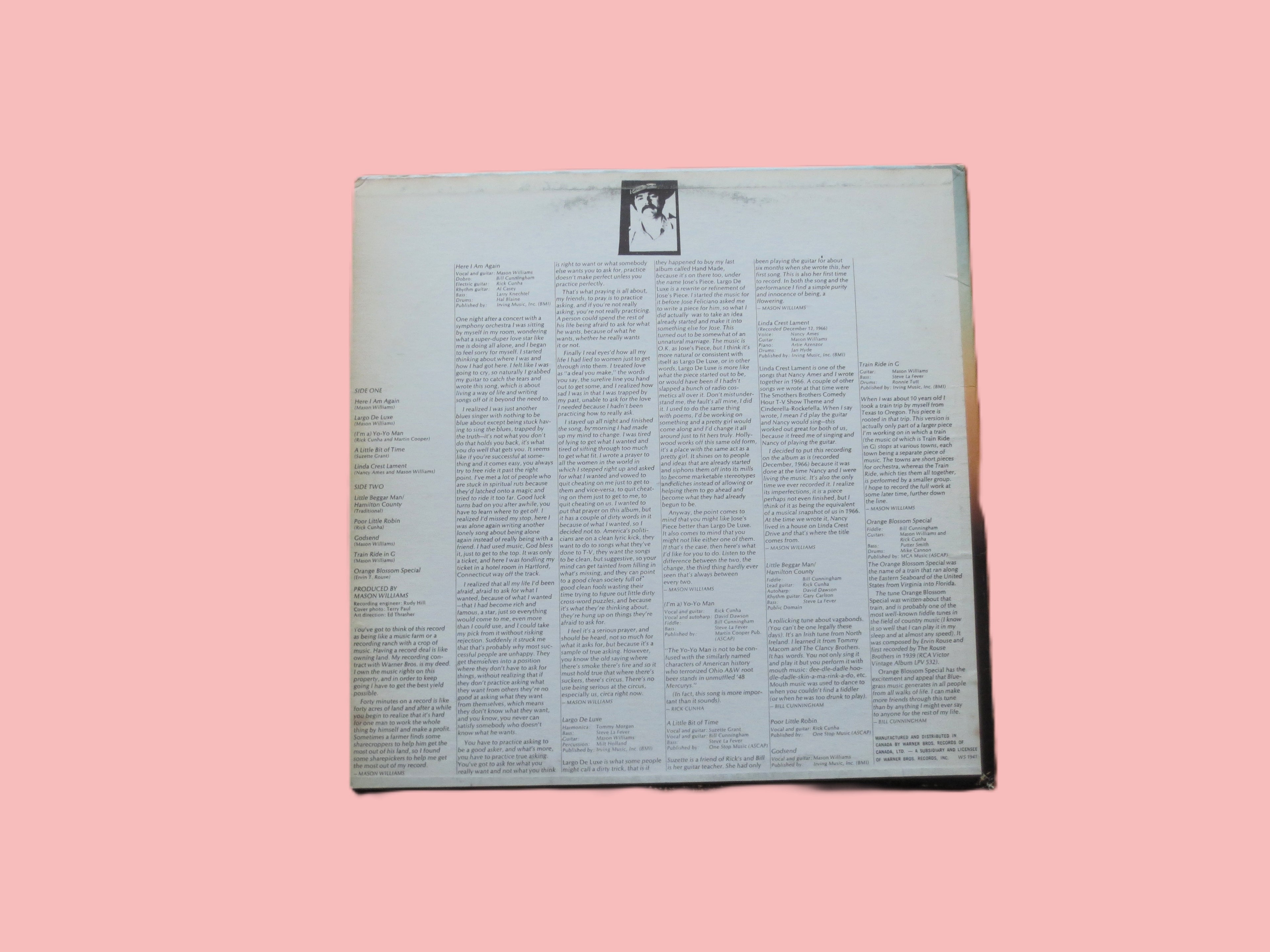 MASON WILLIAMS, SHAREPICKERS, Country Album, 1970 Record, Vintage Vinyl Lp