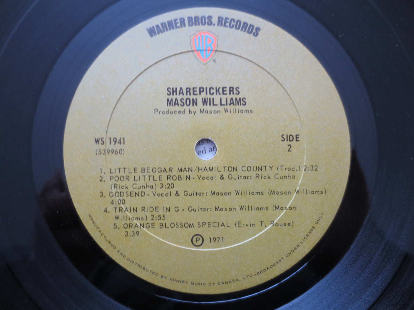 MASON WILLIAMS, SHAREPICKERS, Country Album, 1970 Record, Vintage Vinyl Lp