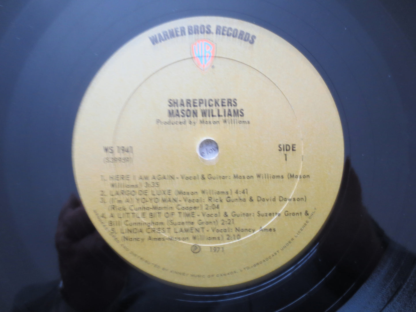 MASON WILLIAMS, SHAREPICKERS, Country Album, 1970 Record, Vintage Vinyl Lp