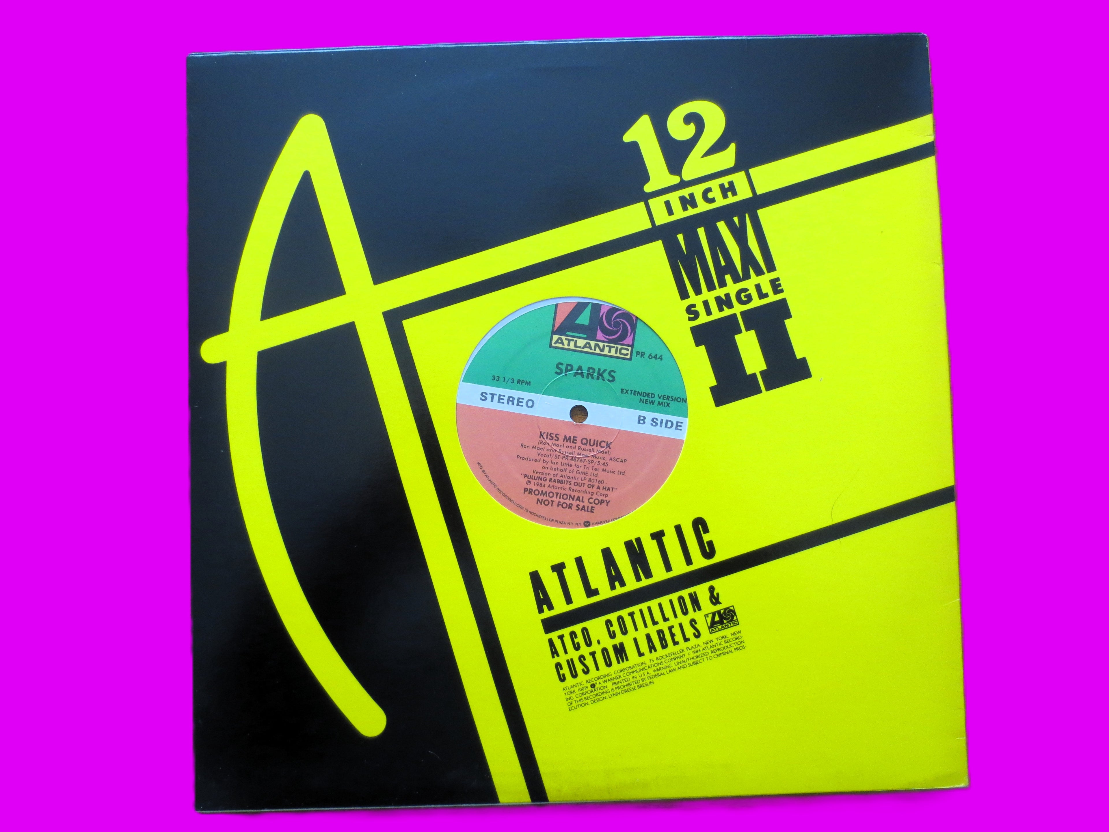 Sparks – Pretending to Be Drunk / Kiss Me Quick (1984) Vinyl 12" EP – Promo