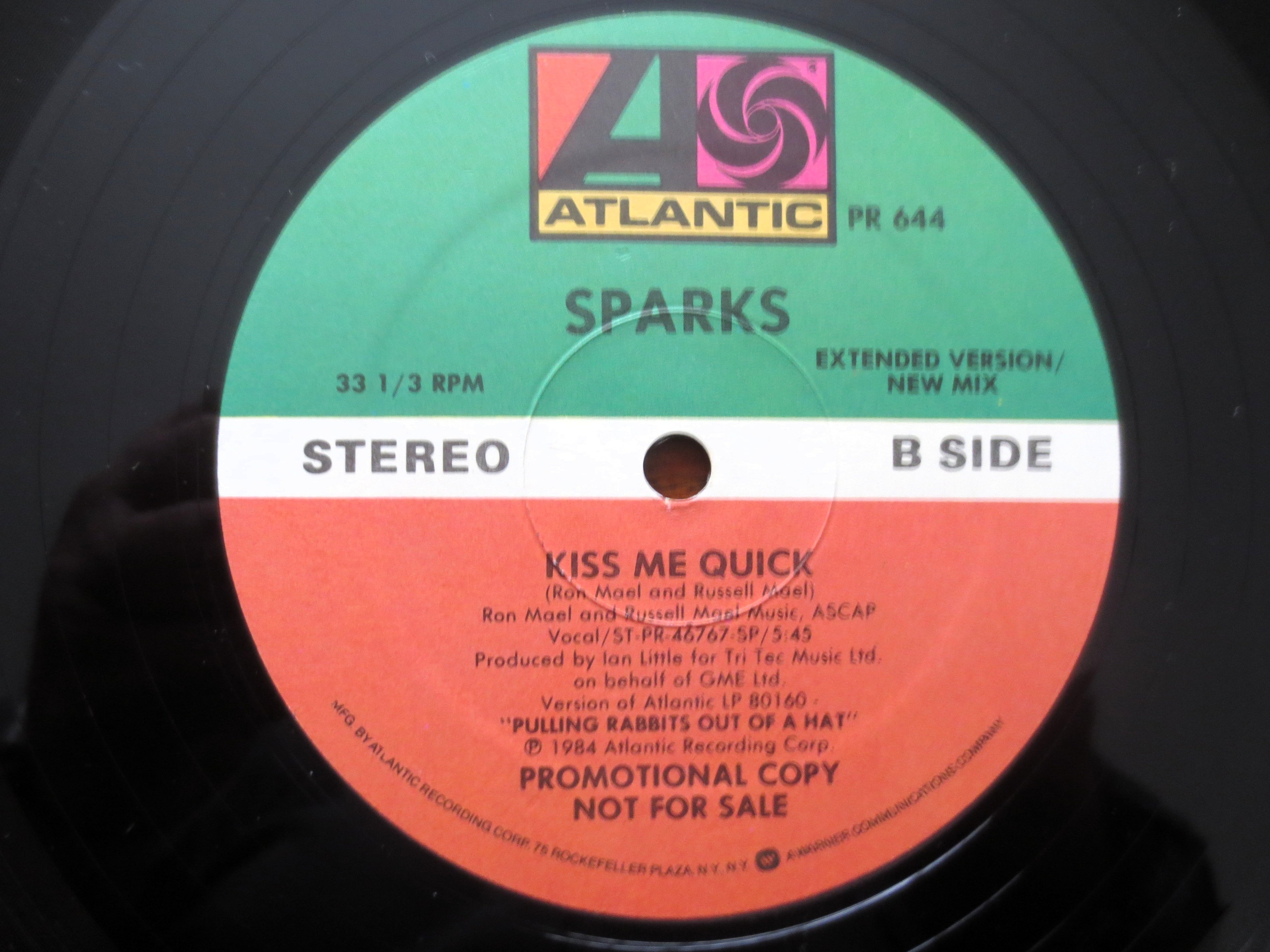 Sparks – Pretending to Be Drunk / Kiss Me Quick (1984) Vinyl 12" EP – Promo