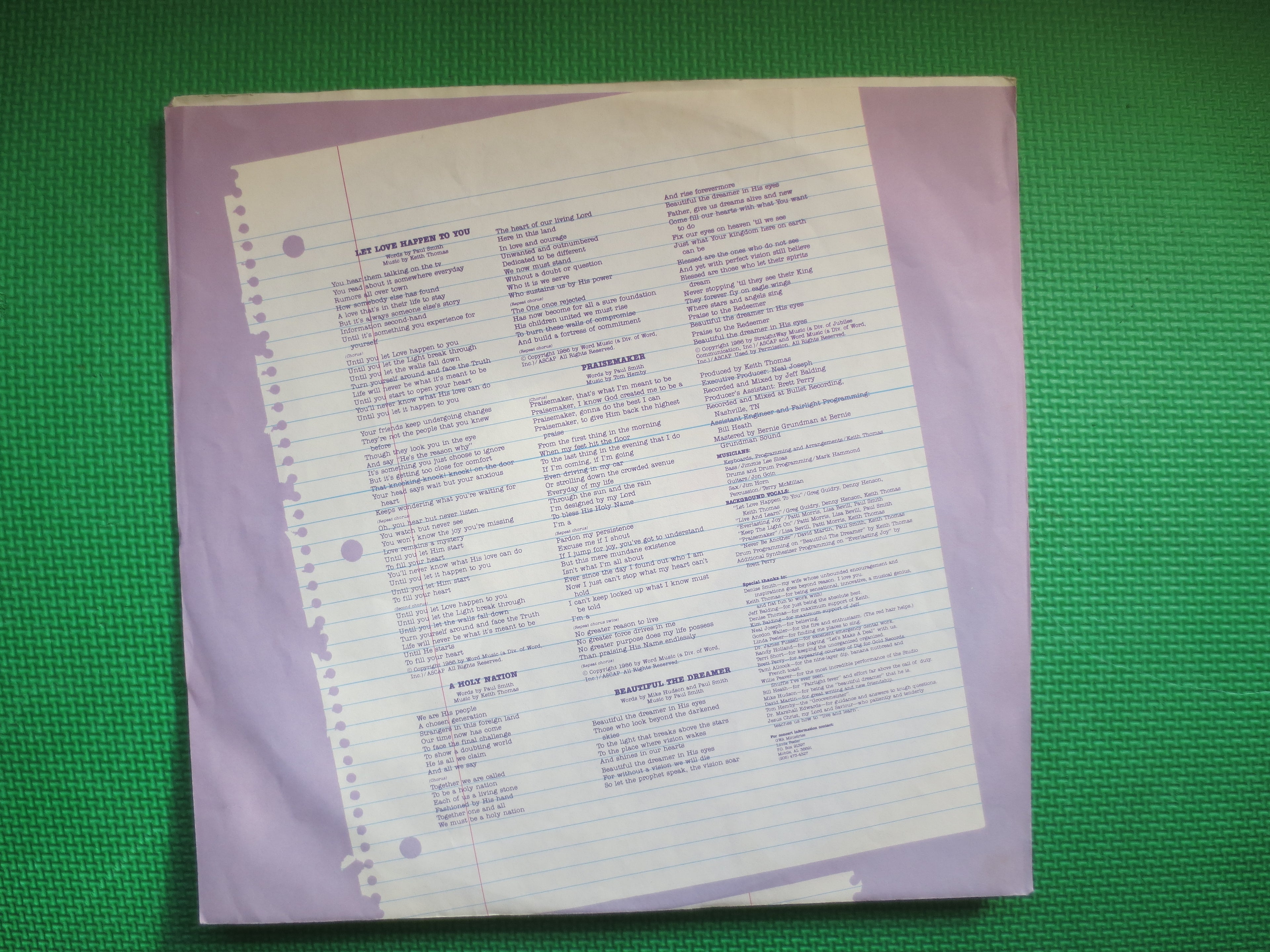 PAUL SMITH, Live & Learn, Vintage Album, 1986 Record, Vinyl Lp