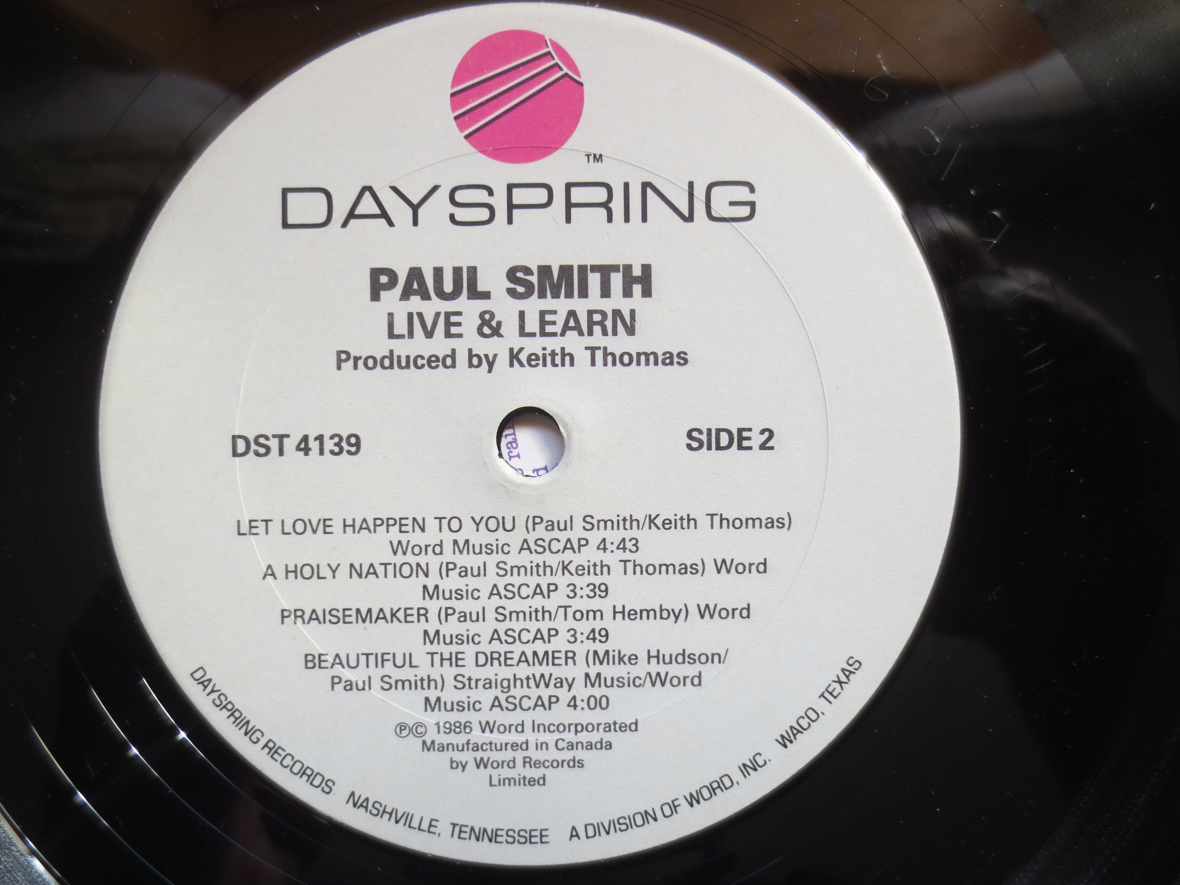 PAUL SMITH, Live & Learn, Vintage Album, 1986 Record, Vinyl Lp