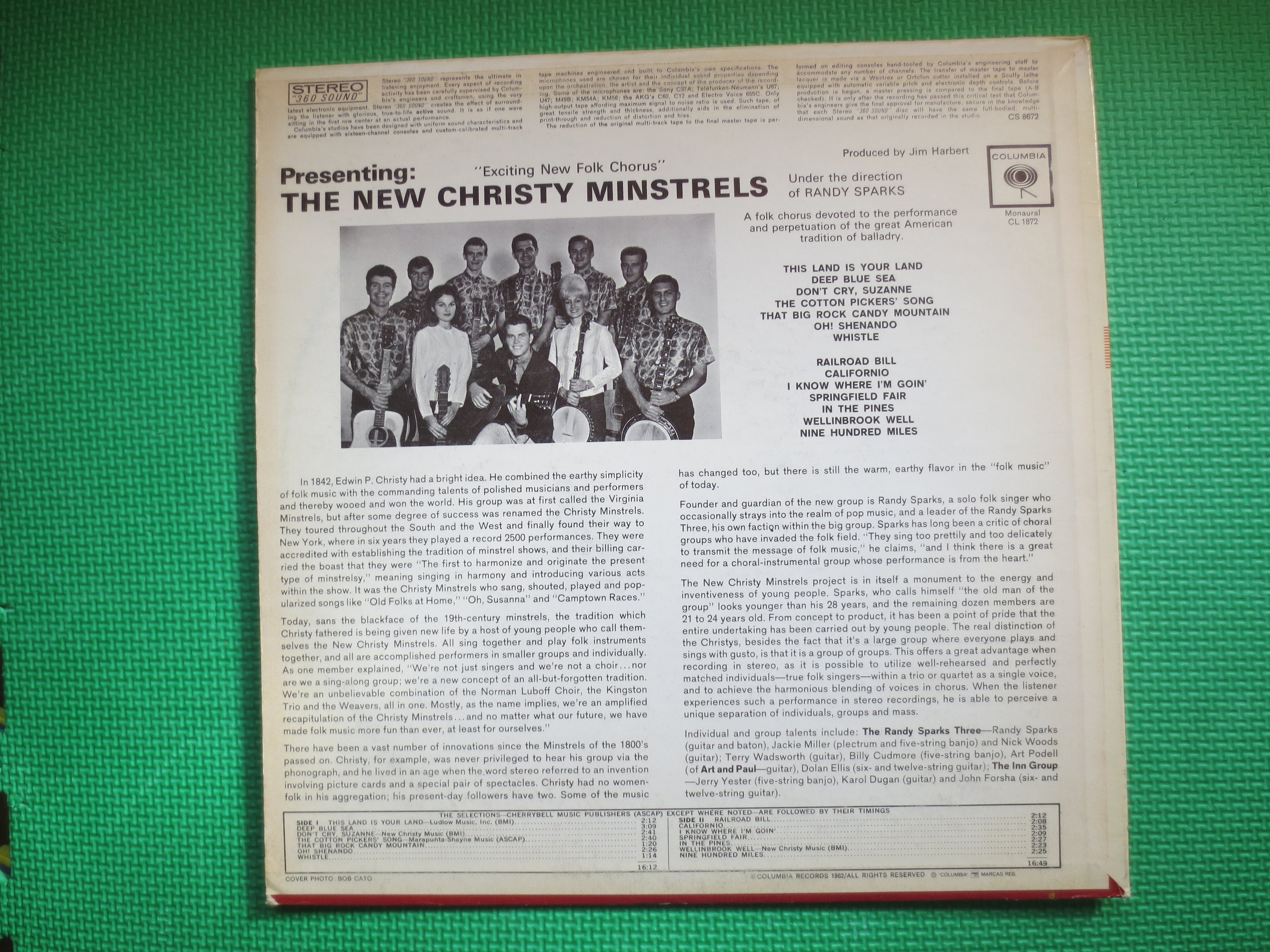 The NEW CHRISTY MINSTRELS, Exciting New Folk Chorus, 1962 Record, Vinyl Lp