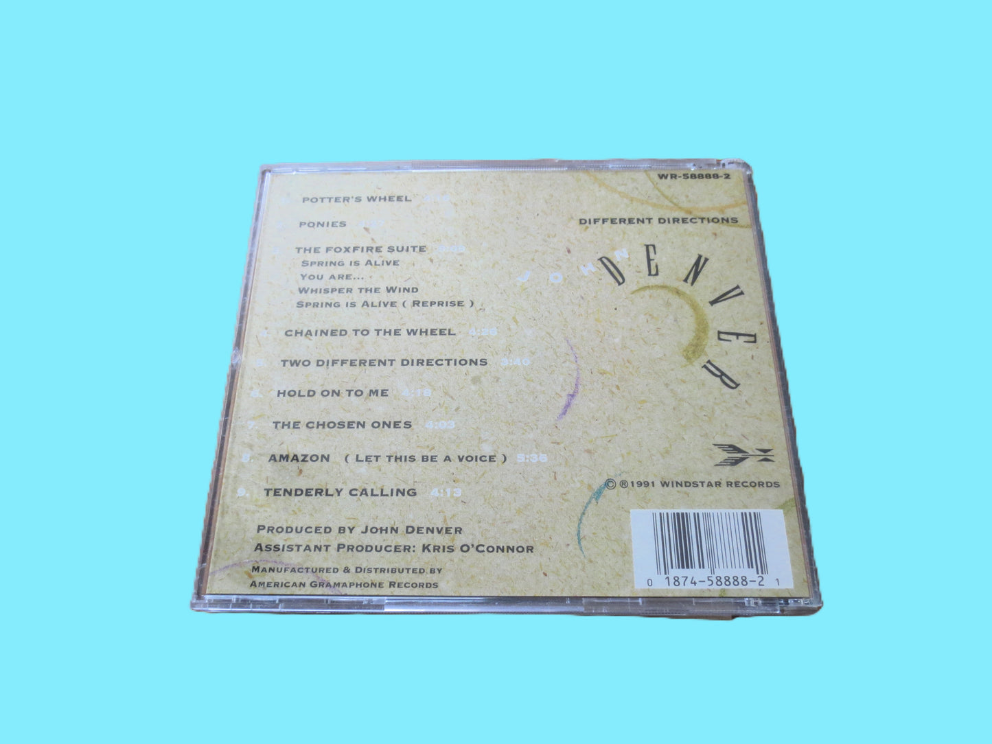 JOHN DENVER, DIFFERENT Directions, Country Album, 1991 Compact Disc, Vintage Cd