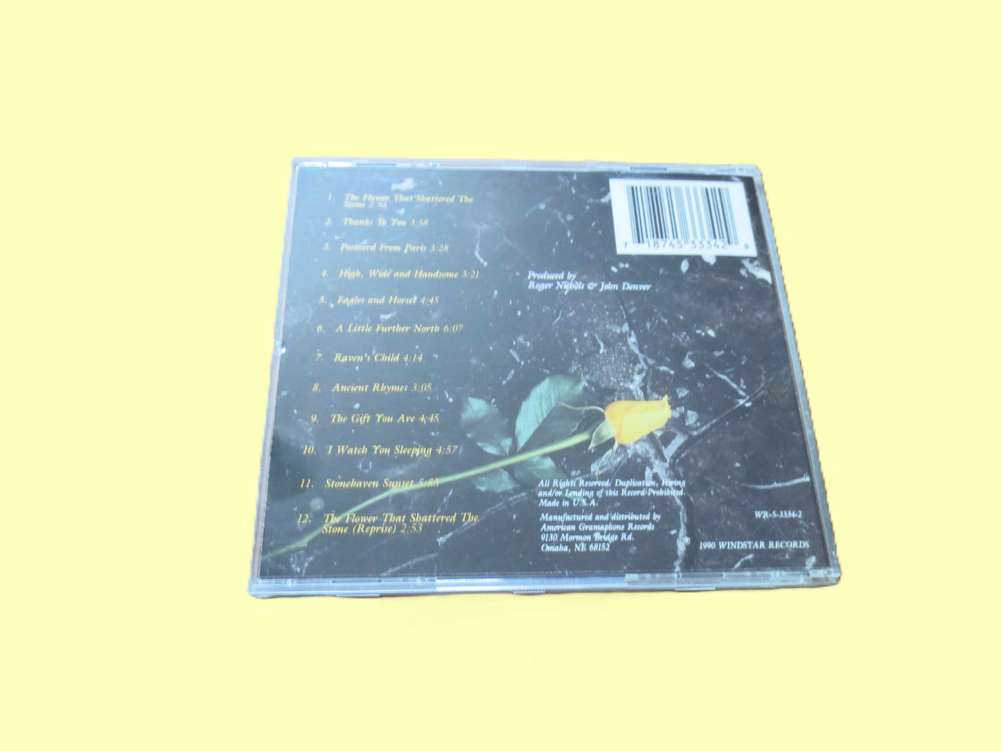 JOHN DENVER, The FLOWER that Shattered the Stone, 1990 Compact Disc, Vintage Cd
