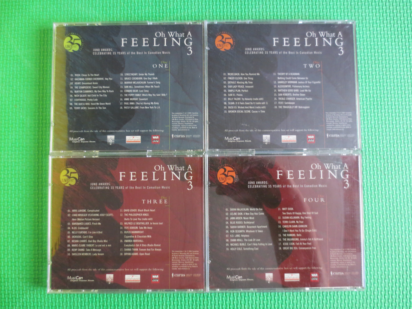 JUNO AWARDS, 4 Cd DISCS, Juno Award Cd, Rush Cd, Heart Cd, Bto Cd, Guess Who Cd, Terry Jacks Cd, Streetheart Cd, Dan Hill Cd