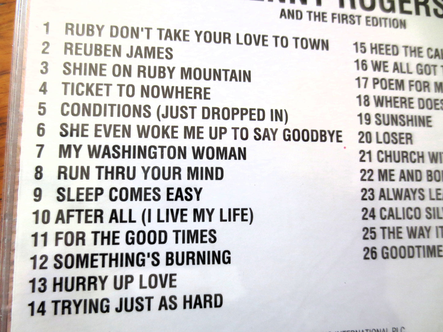 KENNY ROGERS, FIRST Edition, Greatest Hits, 1987 Compact Disc, Vintage Cd