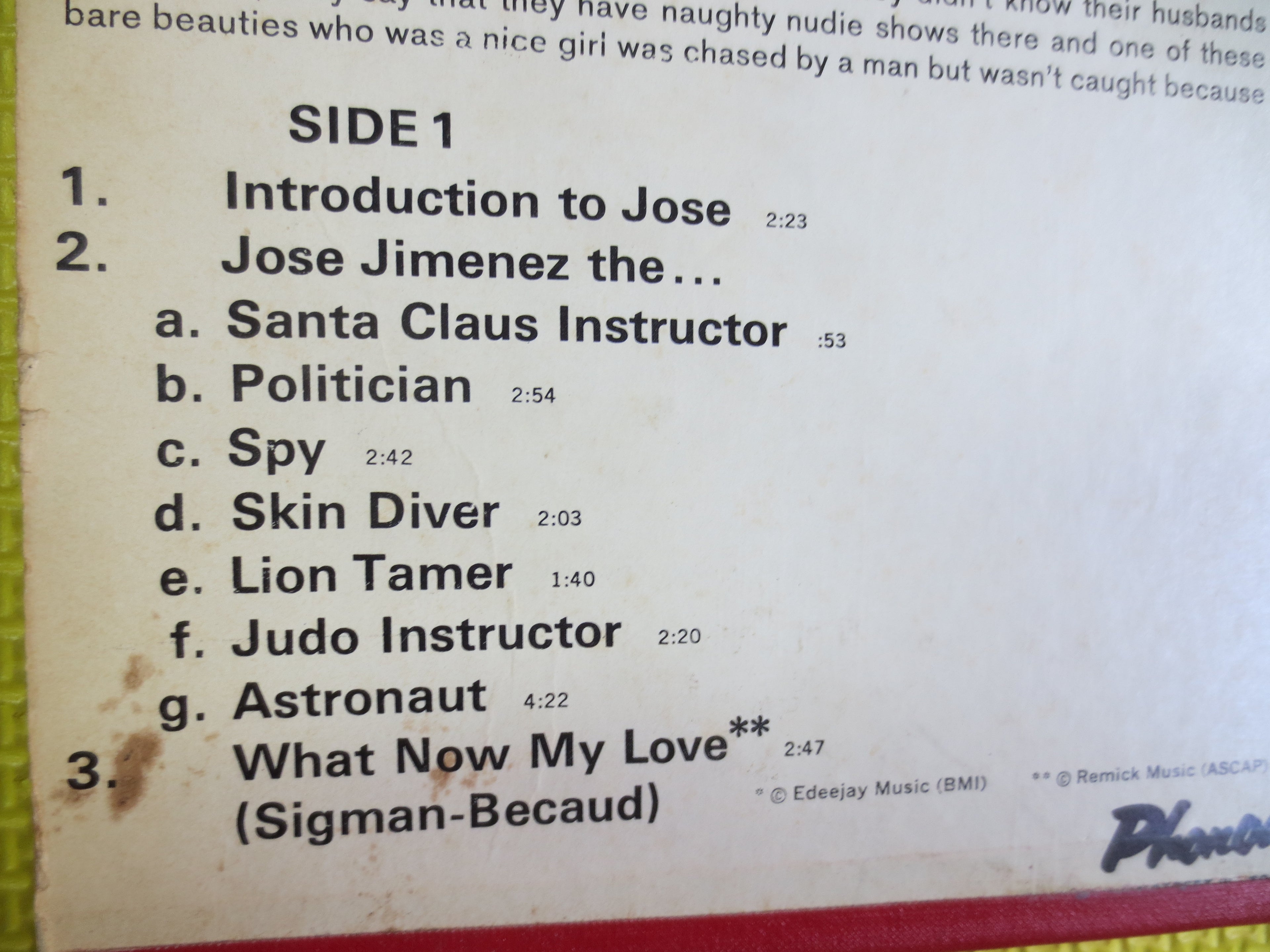 JOSE JIMENEZ, in Las VEGAS, Comedy Records, Bill Dana Record, Comedy Album, Bill Dana Album, Vintage Record, Bill Dana, Vinyl, 1964 Records