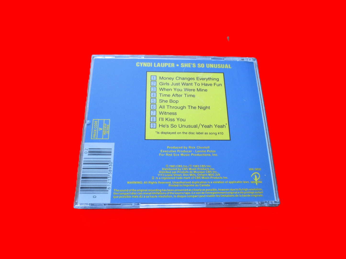 CYNDI LAUPER, She's So UNUSUAL, 1985 Compact Disc, Vintage Cd