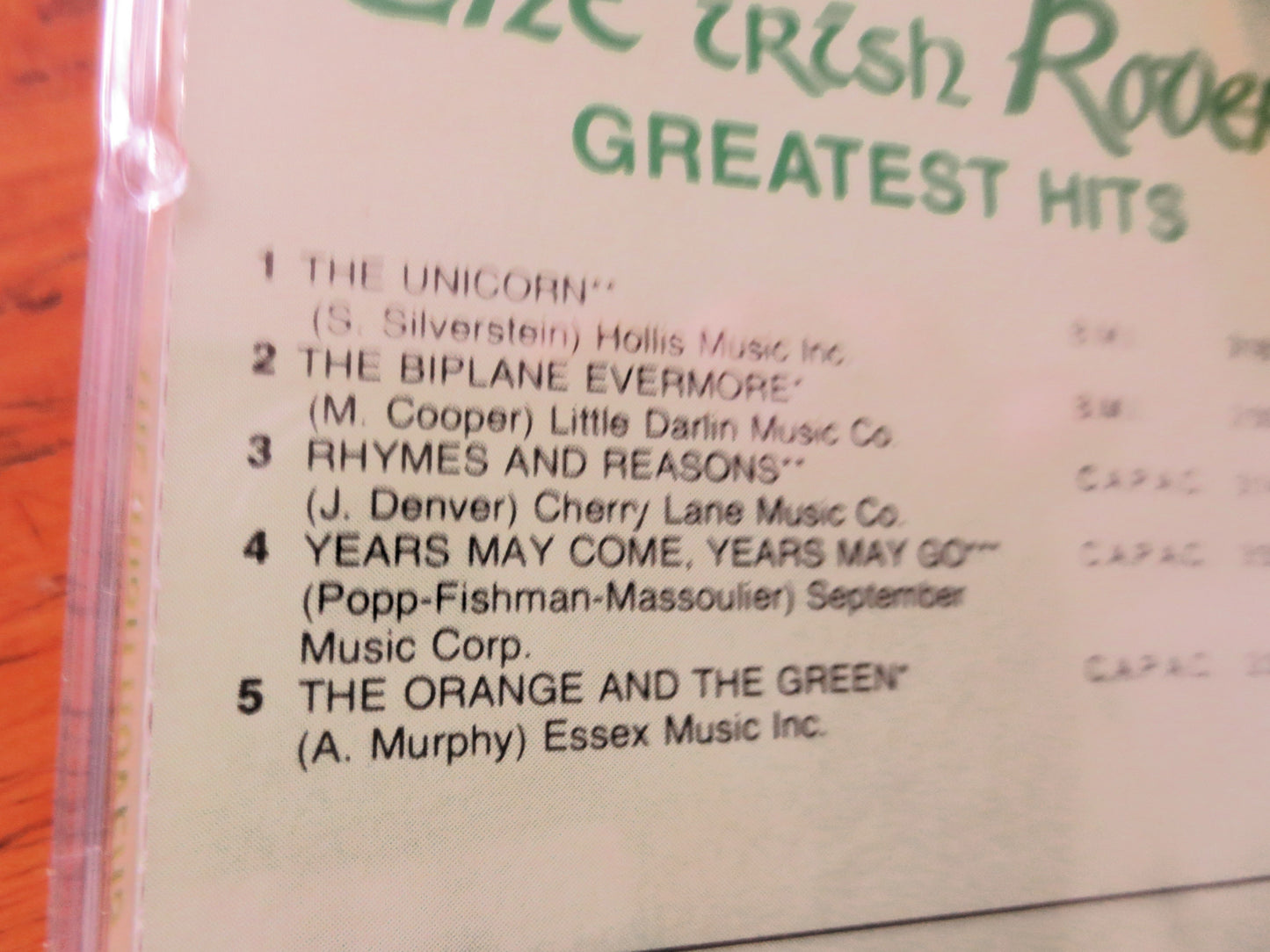 The IRISH ROVERS, GREATEST Hits, 1985 Compact Disc, Vintage Cd