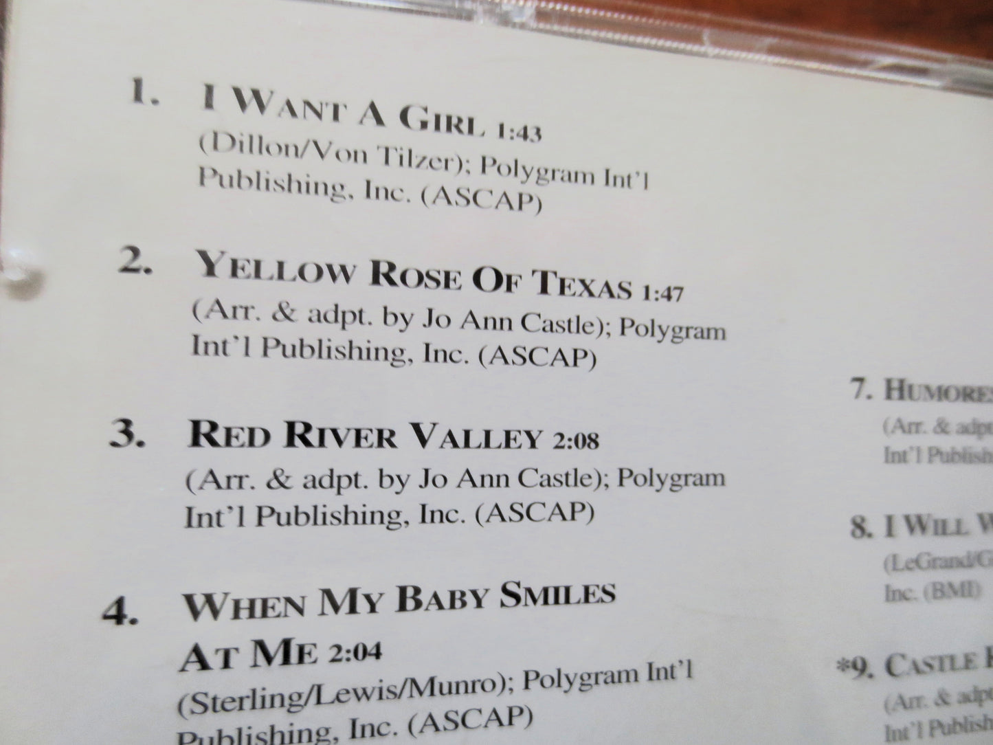 JO ANN CASTLE, The Ragtime Favorites, Ragtime Piano, 1995 Compact Disc, Vintage Cd