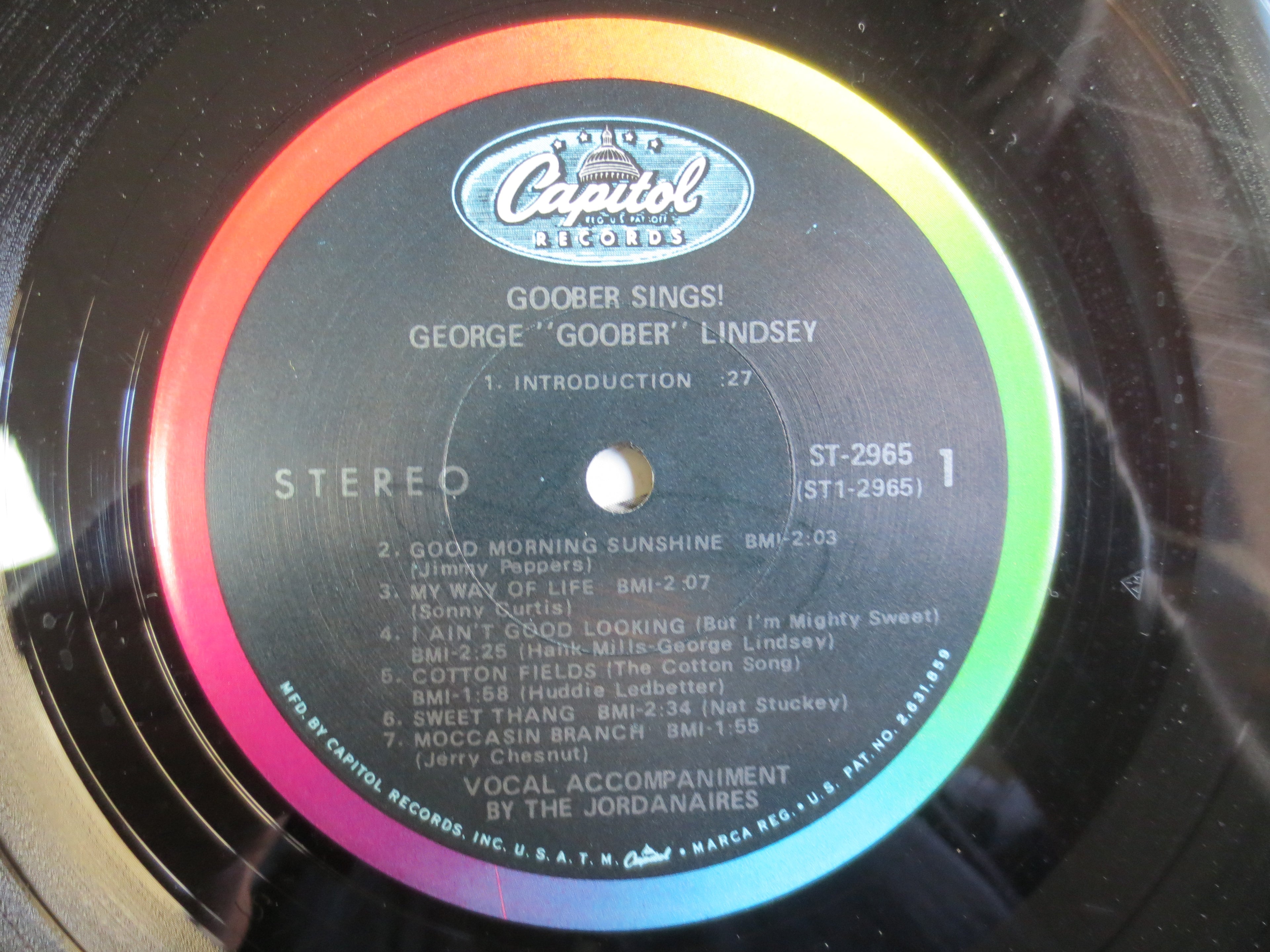 GOOBER SINGS! - George Lindsay, Vintage Album, 1968 Record, Vinyl Lp